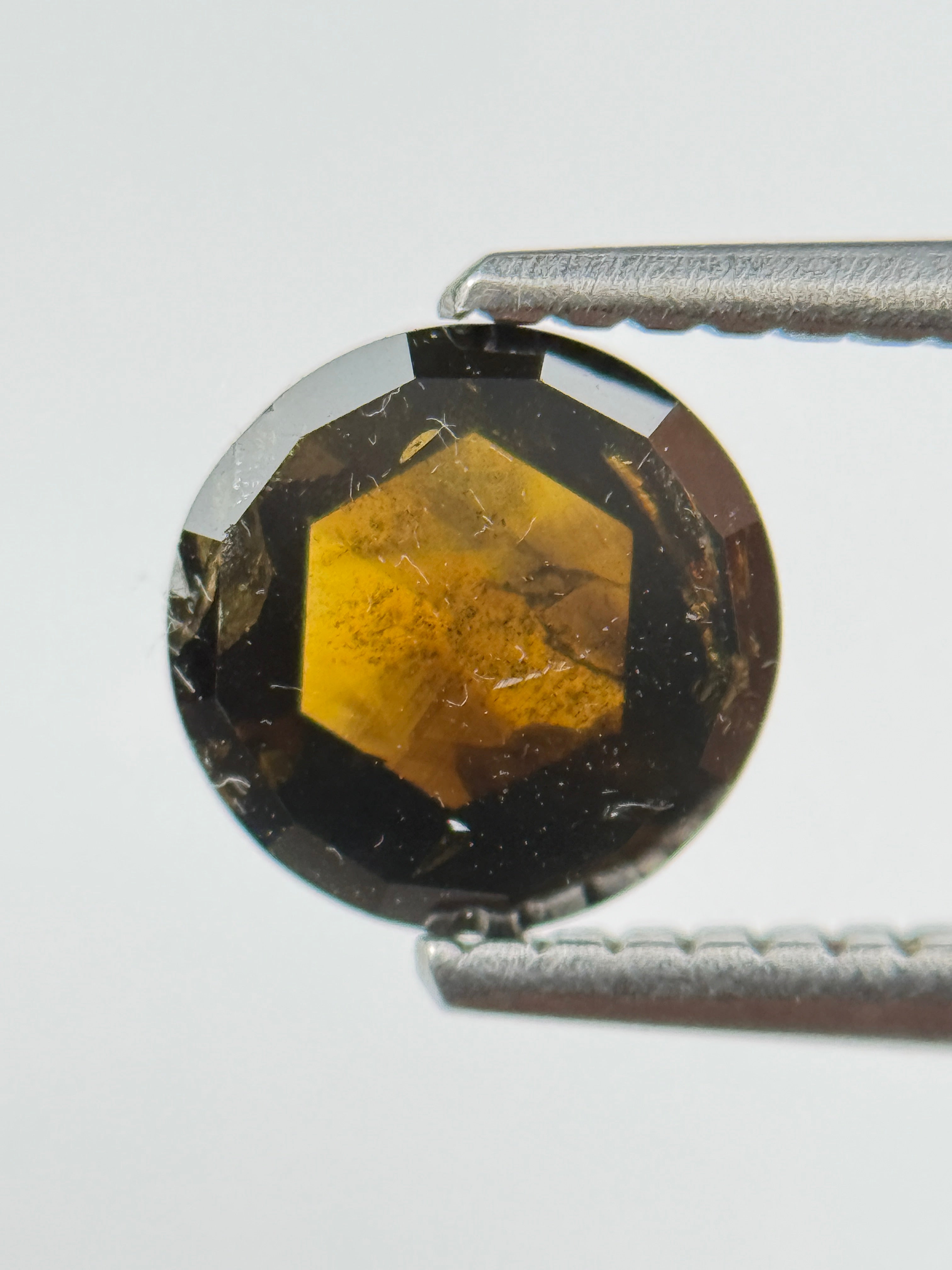 1.12 Ct Round Rose Cut Brown Natural Salt and Pepper Diamond