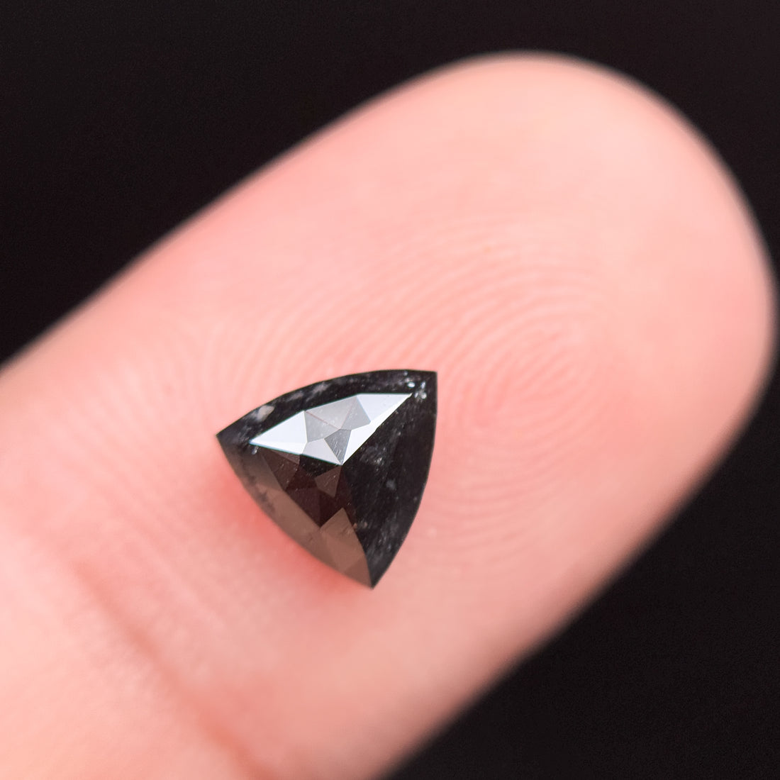 0.93 Ct trillion shape rose cut black AAA diamond loose