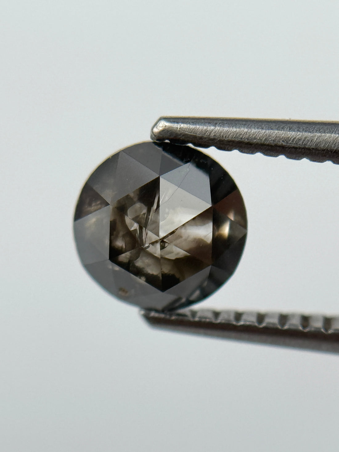 0.92 Ct Round Rose Cut Grey Natural Salt and Pepper Diamond