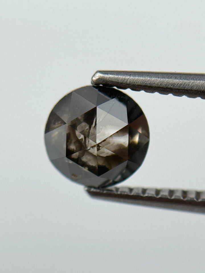 0.92 Ct Round Rose Cut Grey Natural Salt and Pepper Diamond