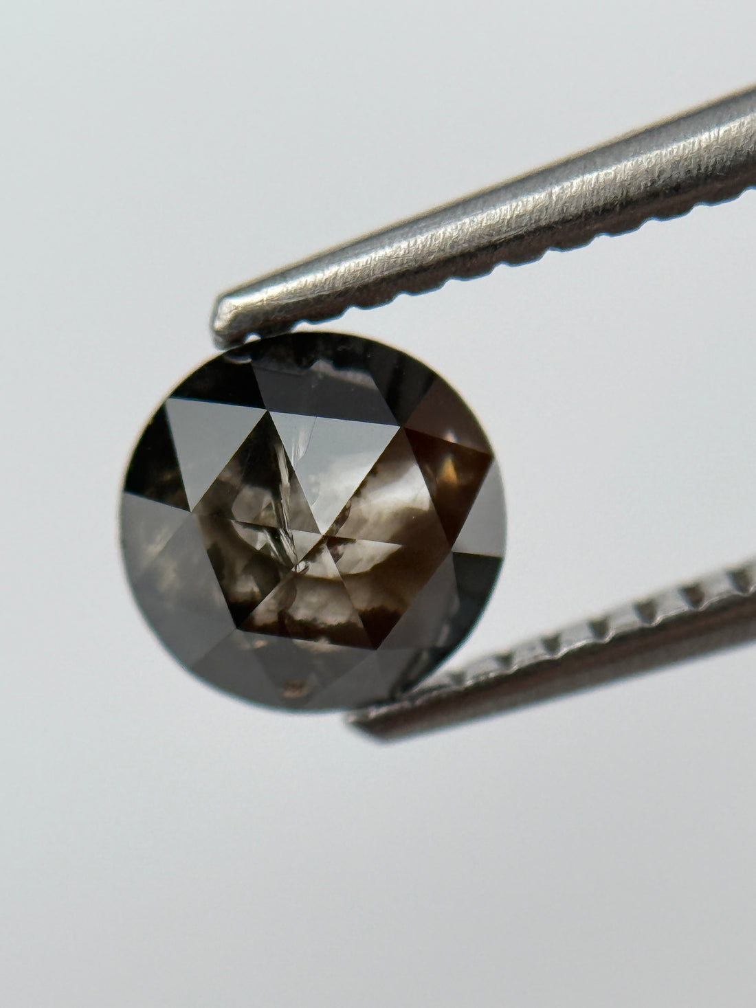 0.92 Ct Round Rose Cut Grey Natural Salt and Pepper Diamond