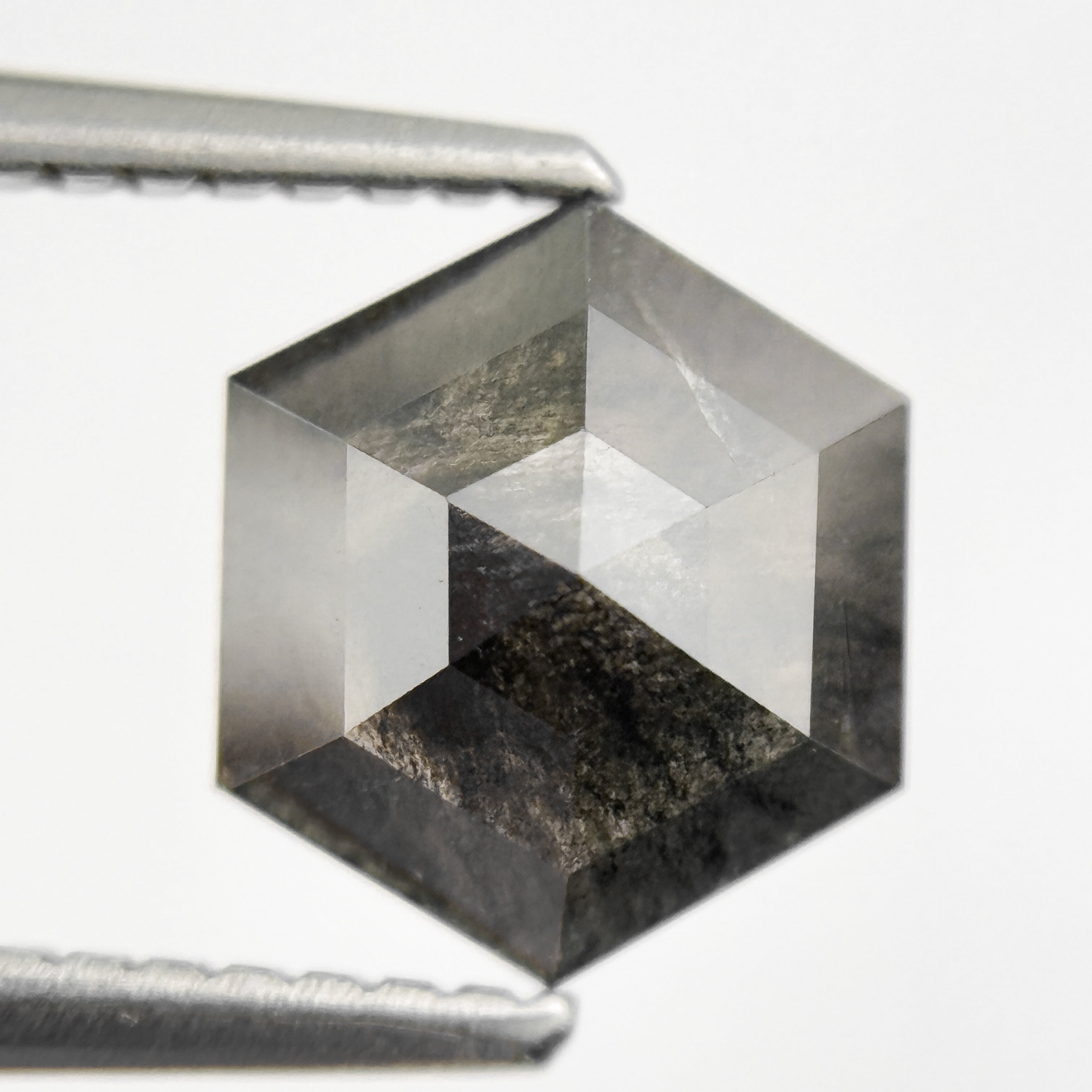 1.48 Ct Hexagon Rose Cut Grey Natural Salt and Pepper Diamond