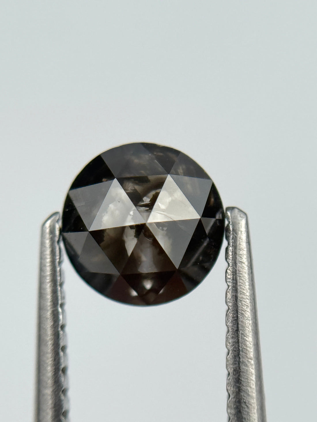 0.92 Ct Round Rose Cut Grey Natural Salt and Pepper Diamond