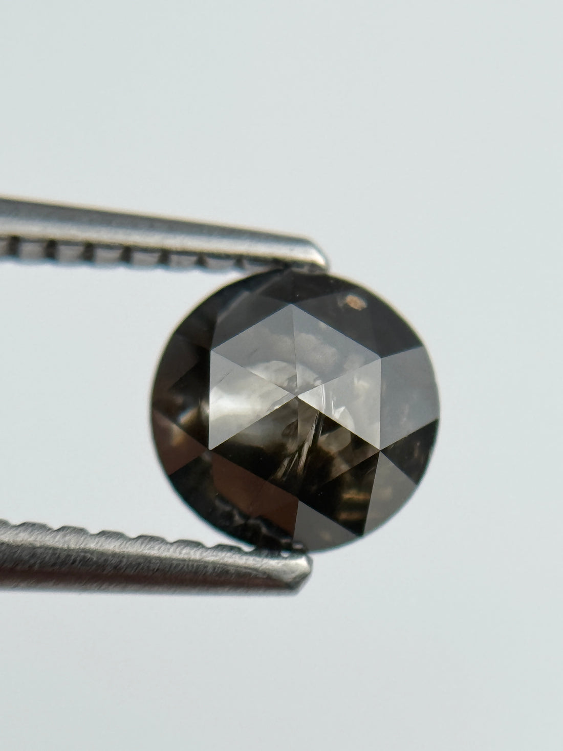 0.92 Ct Round Rose Cut Grey Natural Salt and Pepper Diamond