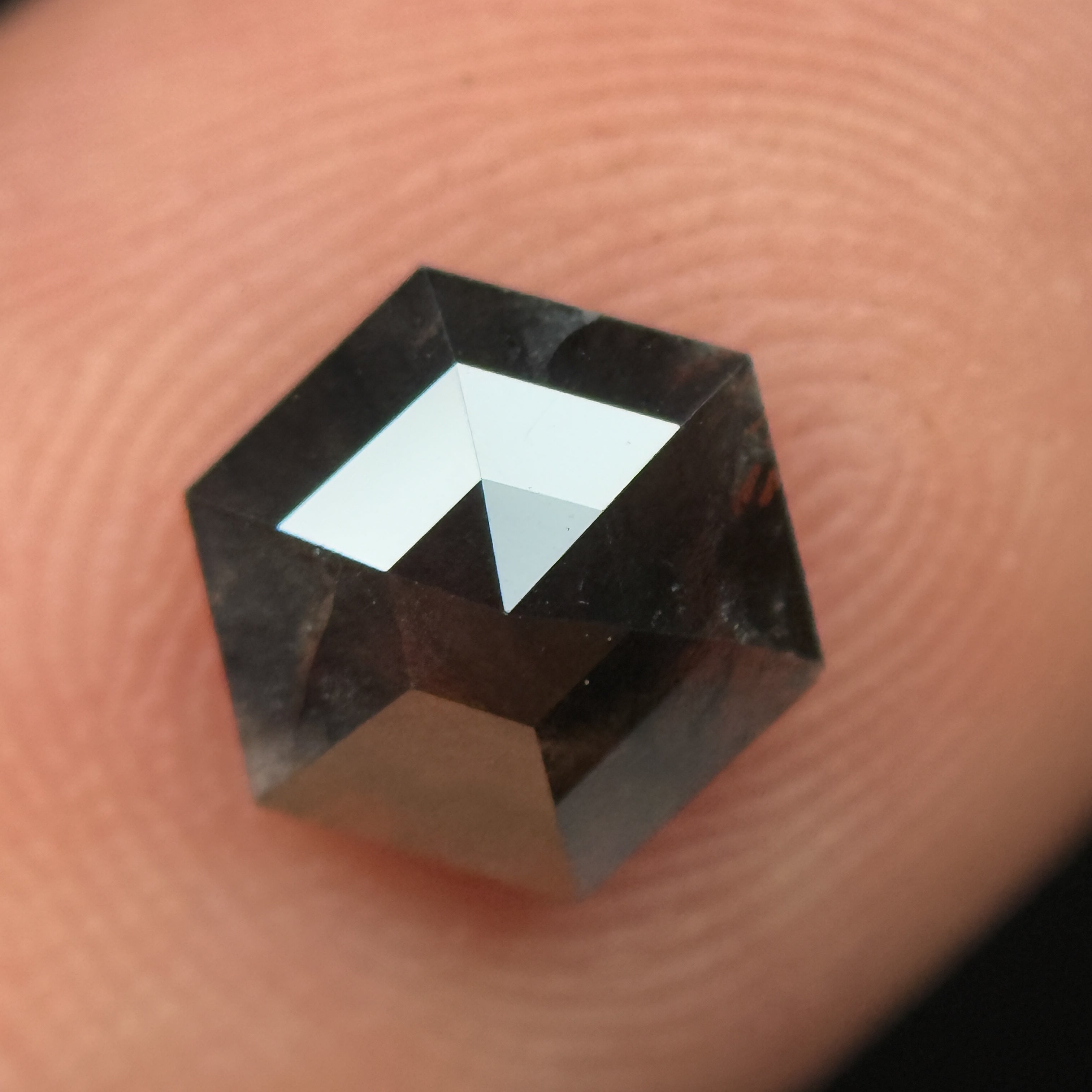 1.48 Ct Hexagon Rose Cut Grey Natural Salt and Pepper Diamond