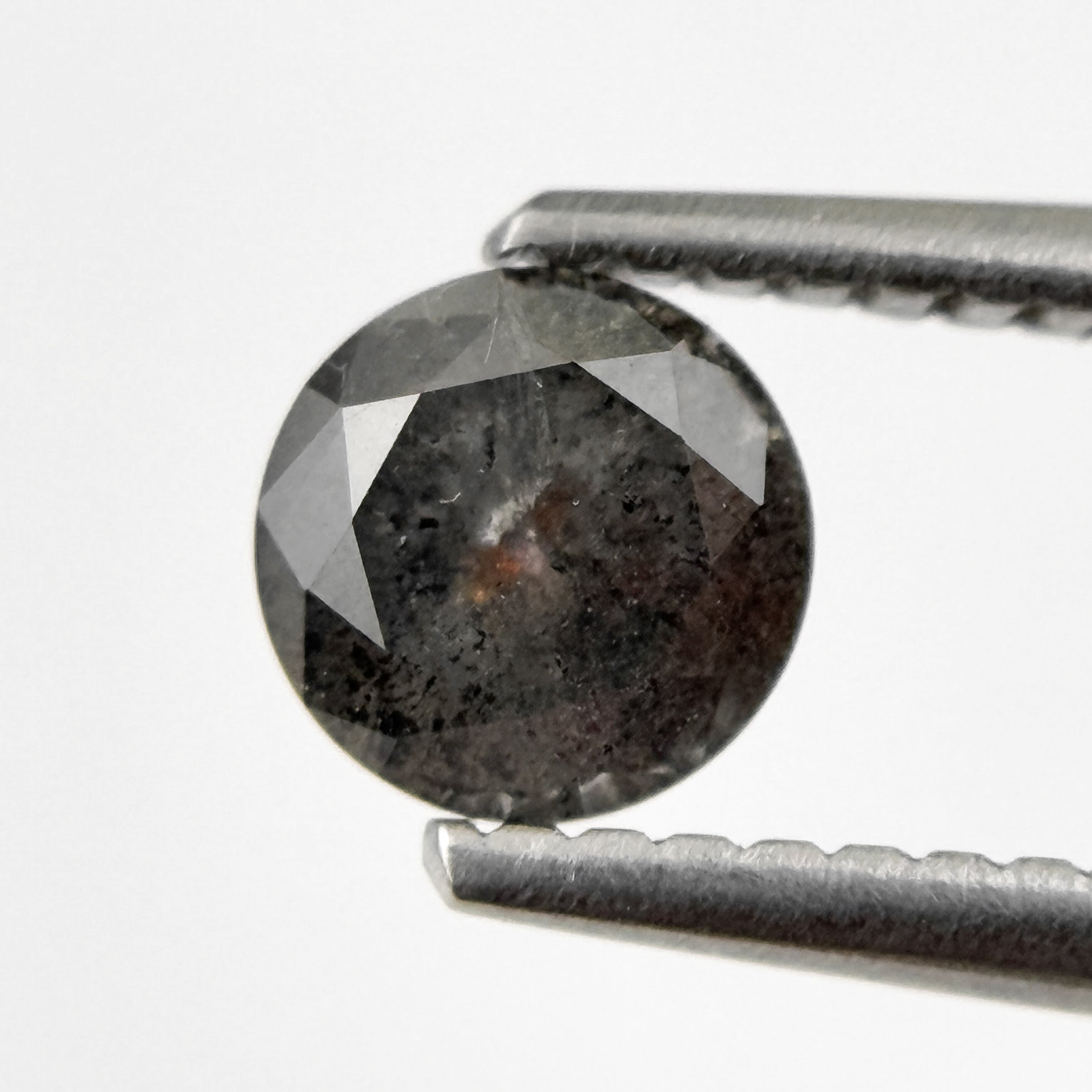 0.58 Ct Round Rose Cut Grey Natural Salt and Pepper Diamond