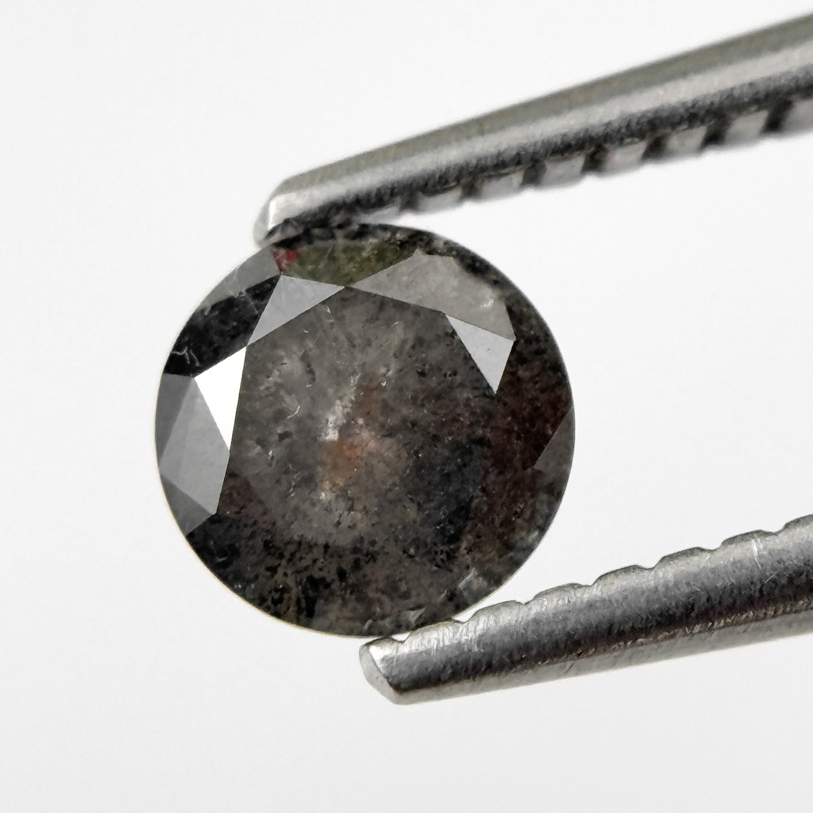 0.58 Ct Round Rose Cut Grey Natural Salt and Pepper Diamond