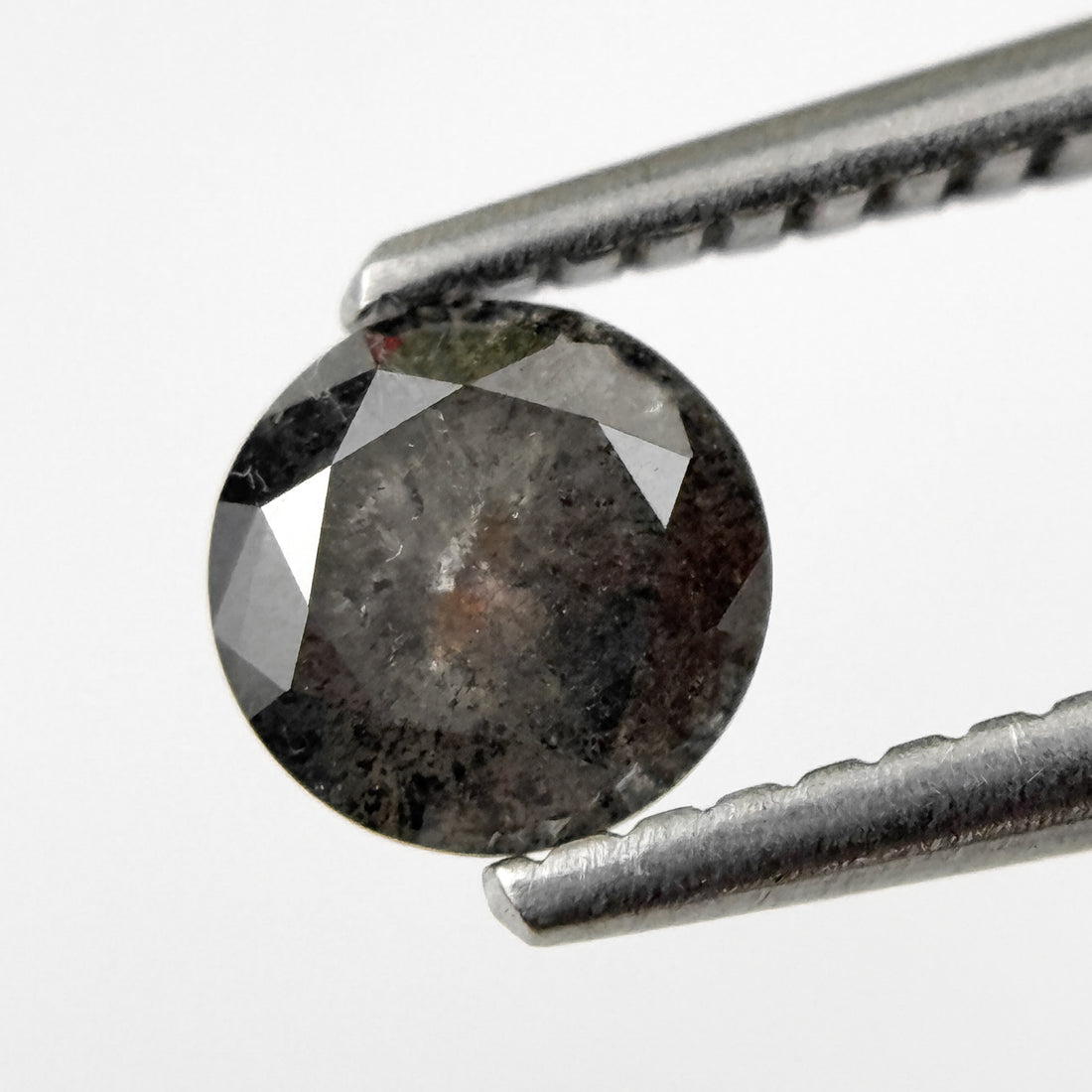 0.58 Ct Round Rose Cut Grey Natural Salt and Pepper Diamond
