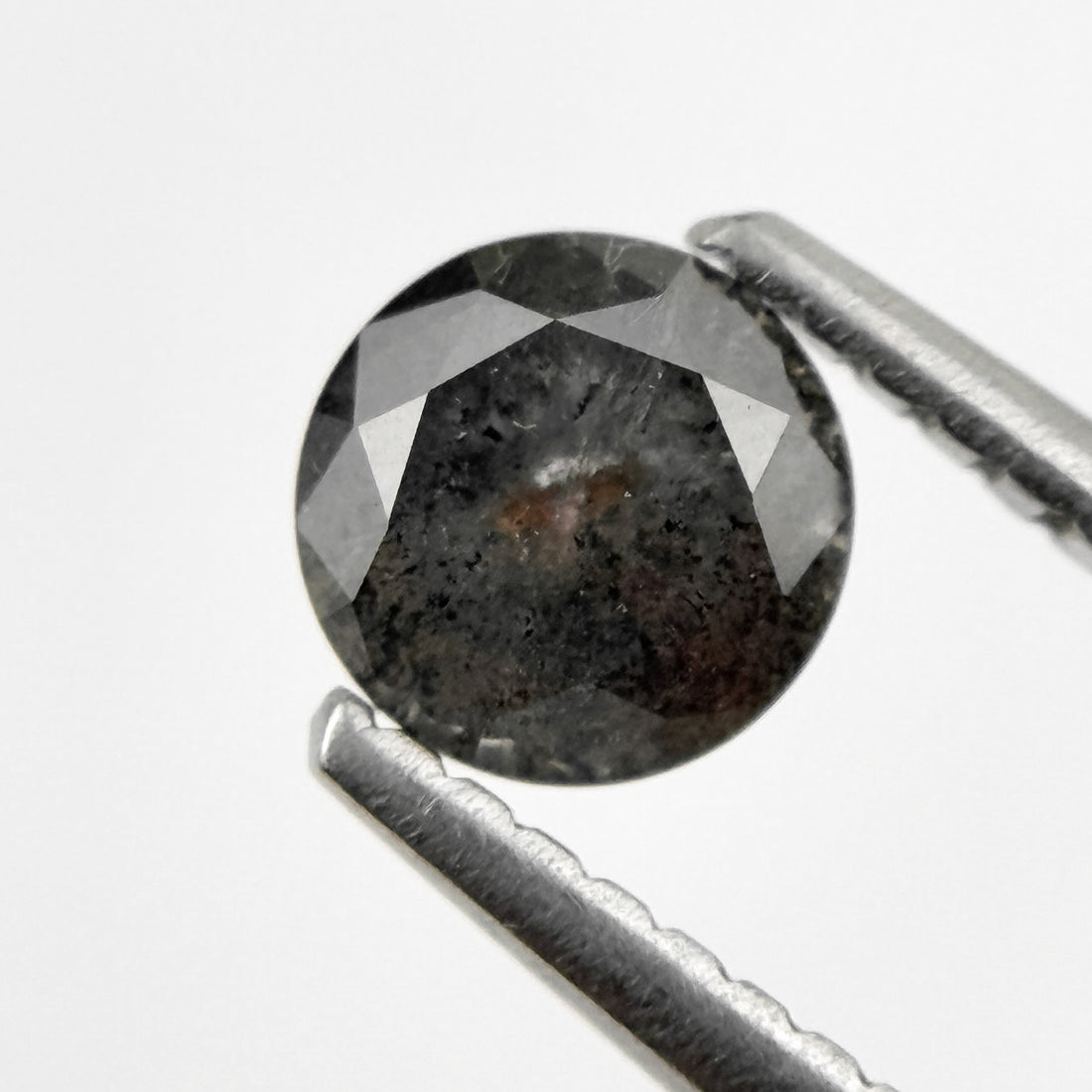 0.58 Ct Round Rose Cut Grey Natural Salt and Pepper Diamond
