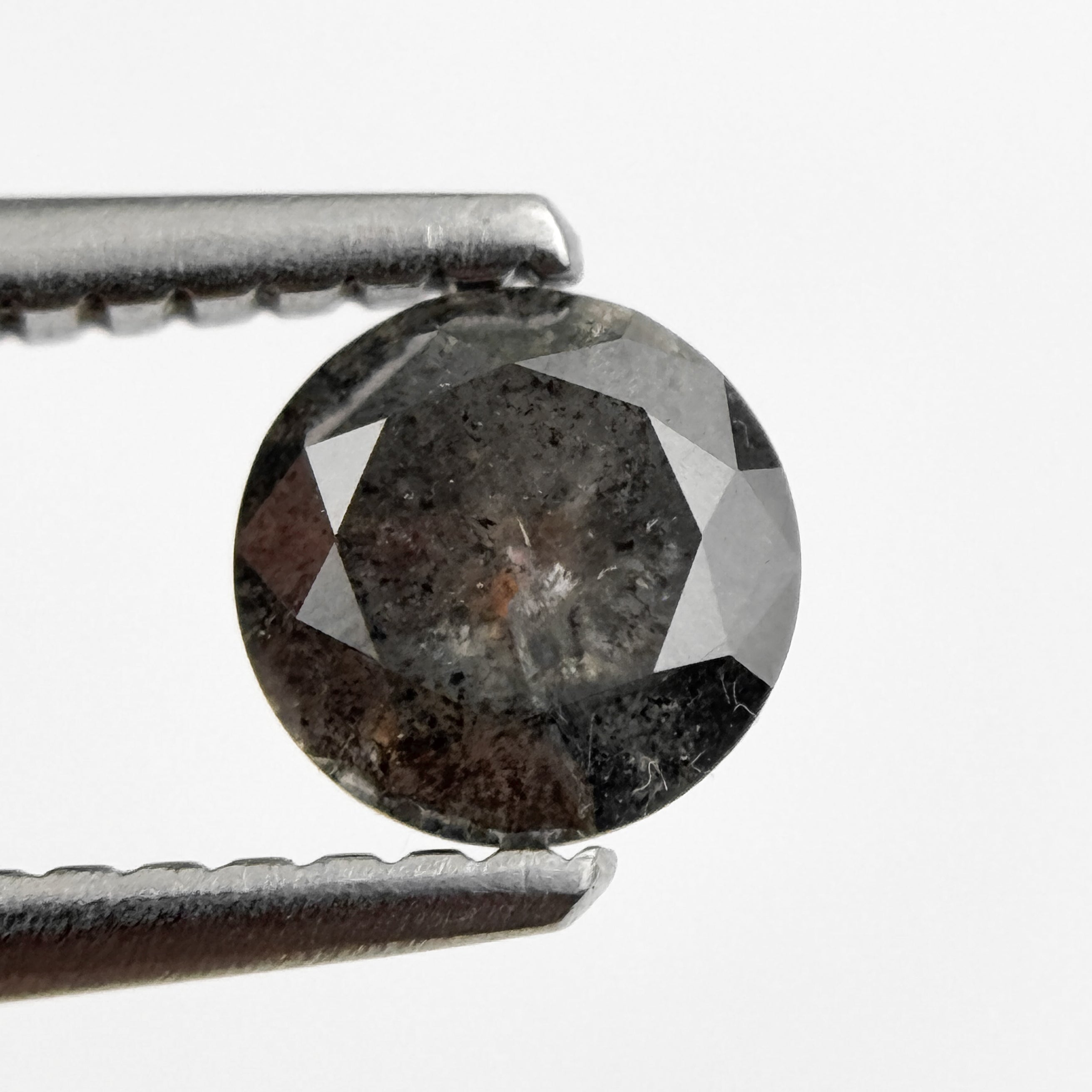 0.58 Ct Round Rose Cut Grey Natural Salt and Pepper Diamond
