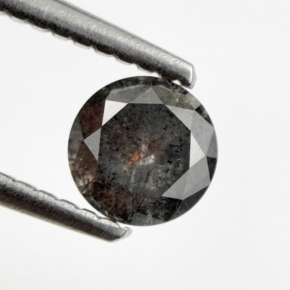 0.58 Ct Round Rose Cut Grey Natural Salt and Pepper Diamond