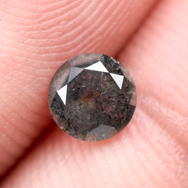 0.58 Ct Round Rose Cut Grey Natural Salt and Pepper Diamond