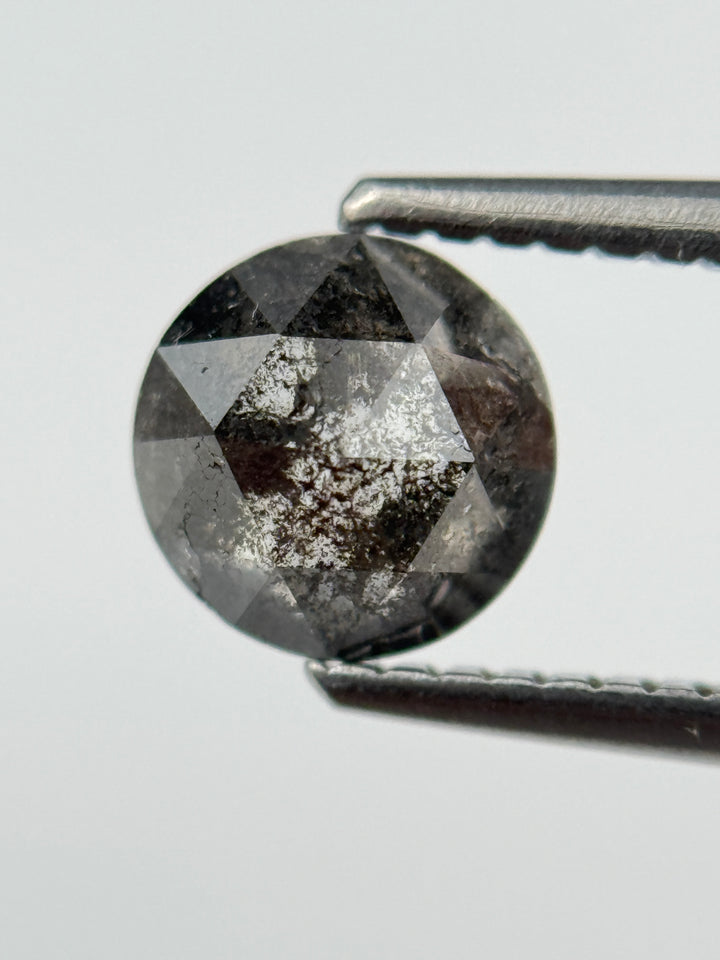 1.06 Ct Round Rose Cut Grey Natural Salt and Pepper Diamond