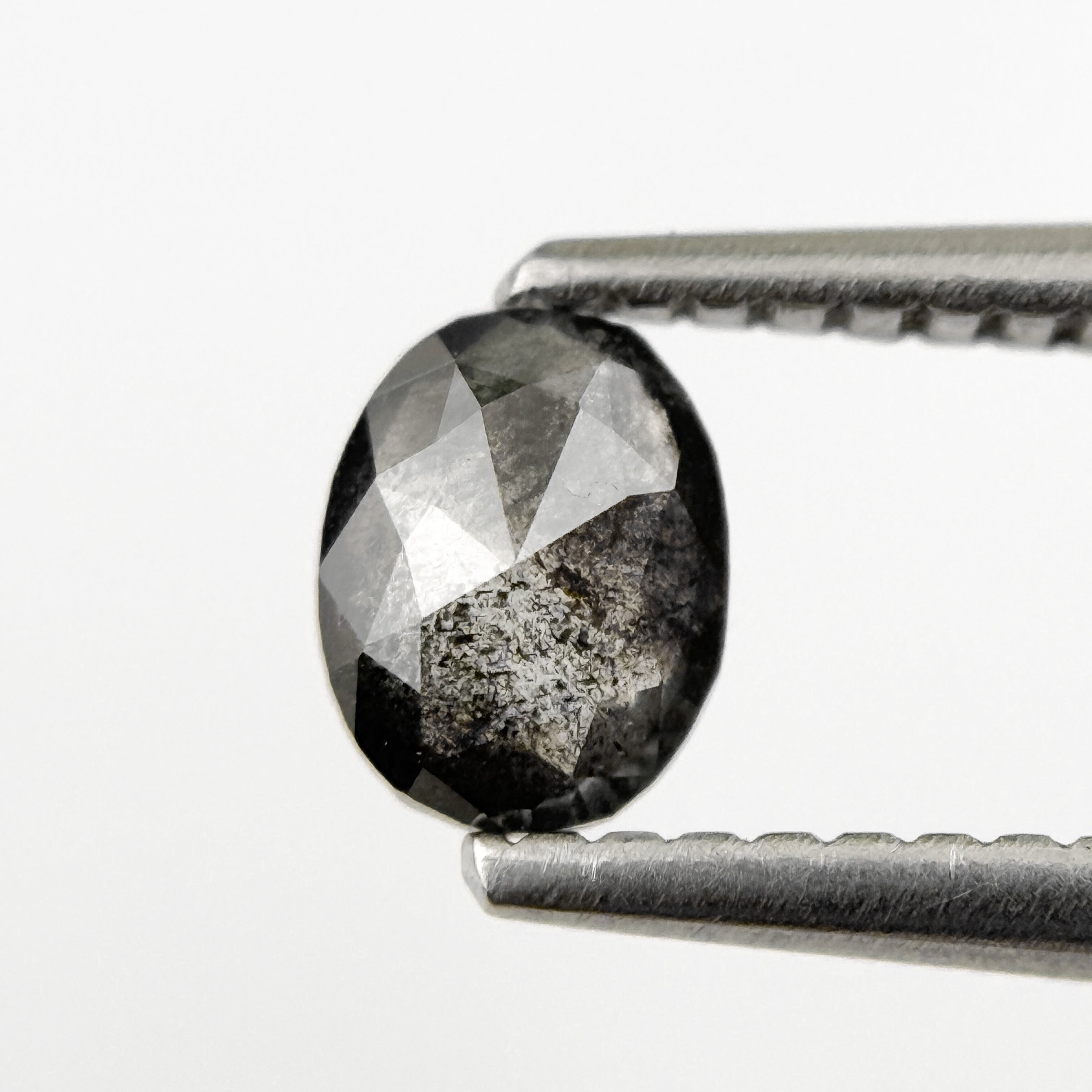 0.46 Ct Oval Rose Cut Grey Natural Salt and Pepper Diamond