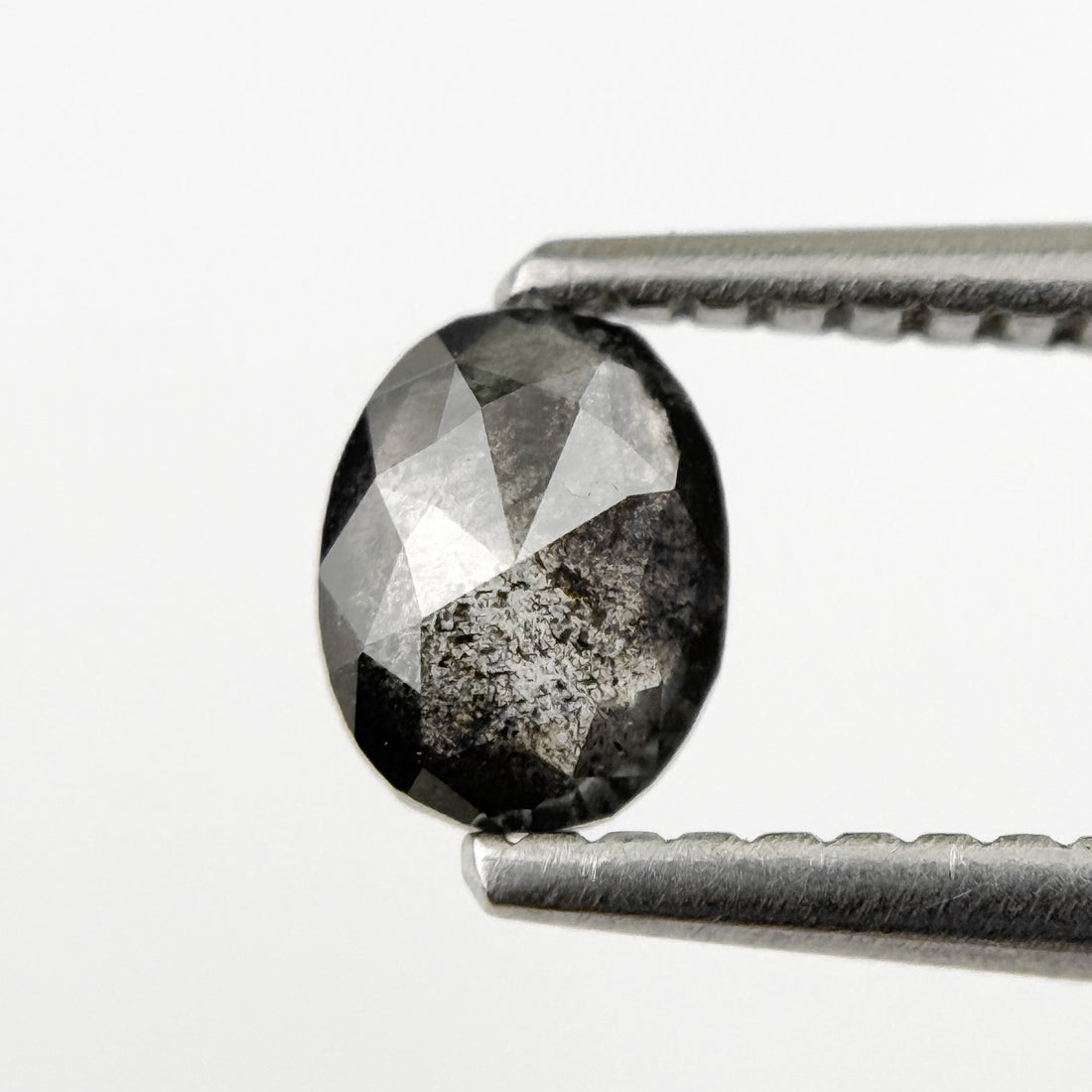 0.46 Ct Oval Rose Cut Grey Natural Salt and Pepper Diamond