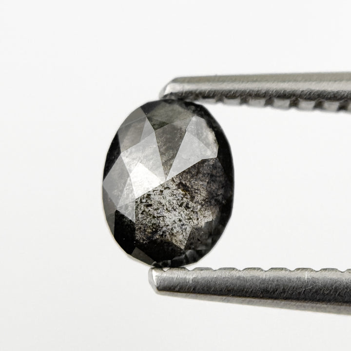 0.46 Ct Oval Rose Cut Grey Natural Salt and Pepper Diamond