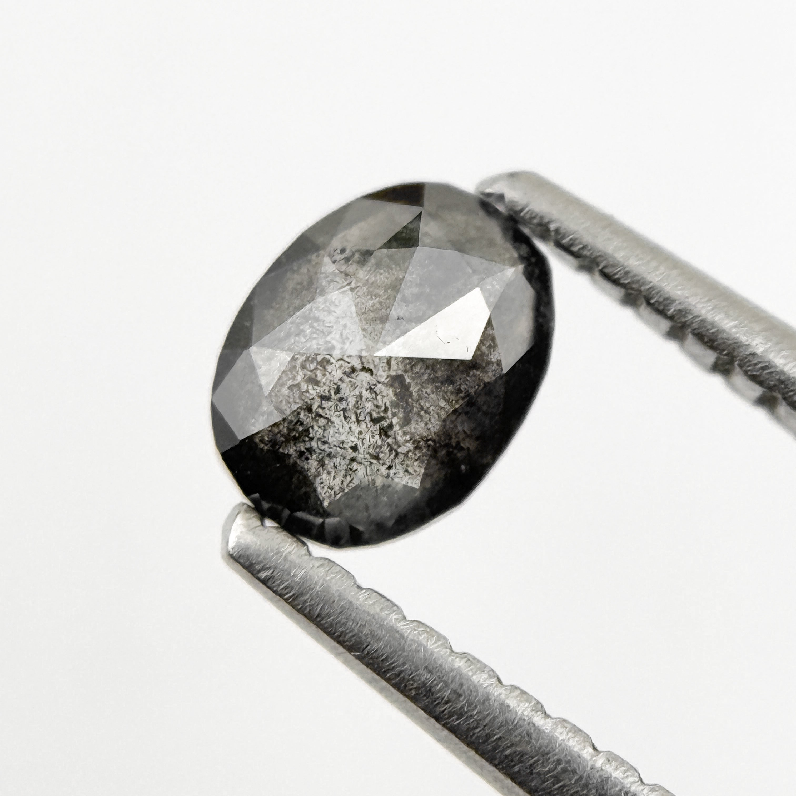 0.46 Ct Oval Rose Cut Grey Natural Salt and Pepper Diamond
