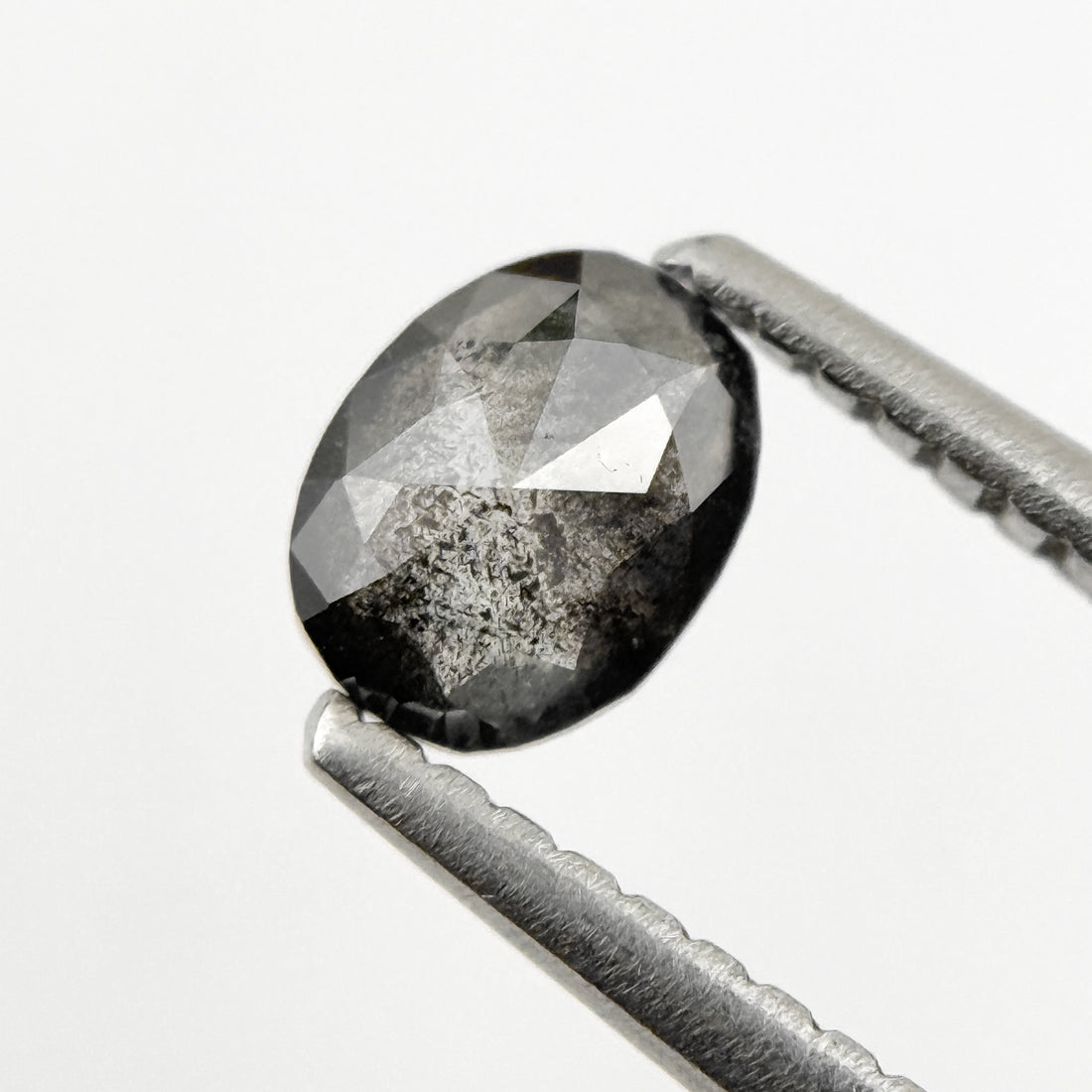 0.46 Ct Oval Rose Cut Grey Natural Salt and Pepper Diamond