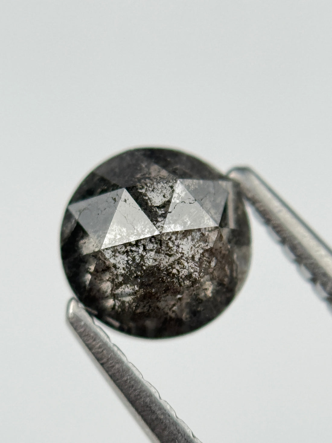 1.06 Ct Round Rose Cut Grey Natural Salt and Pepper Diamond