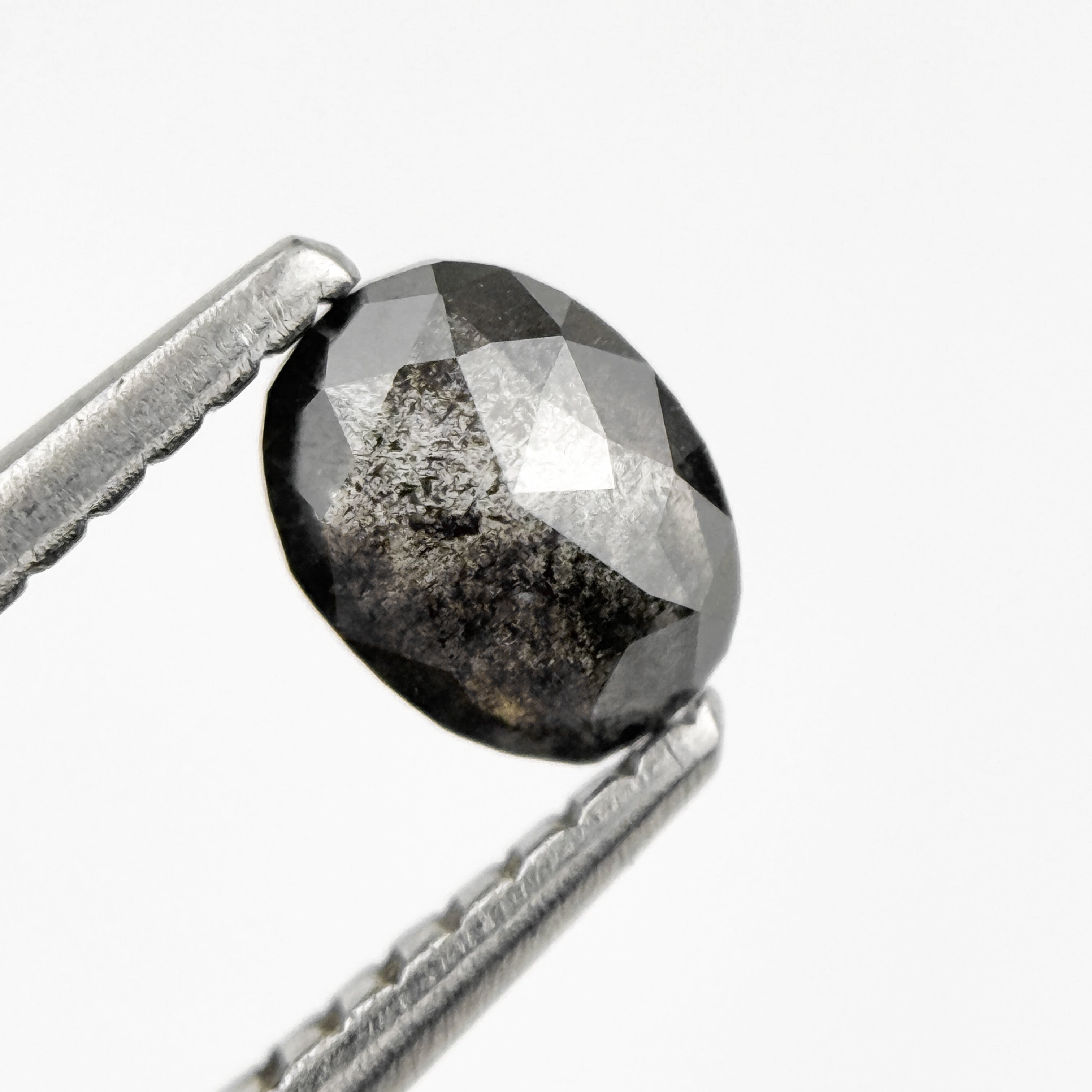 0.46 Ct Oval Rose Cut Grey Natural Salt and Pepper Diamond