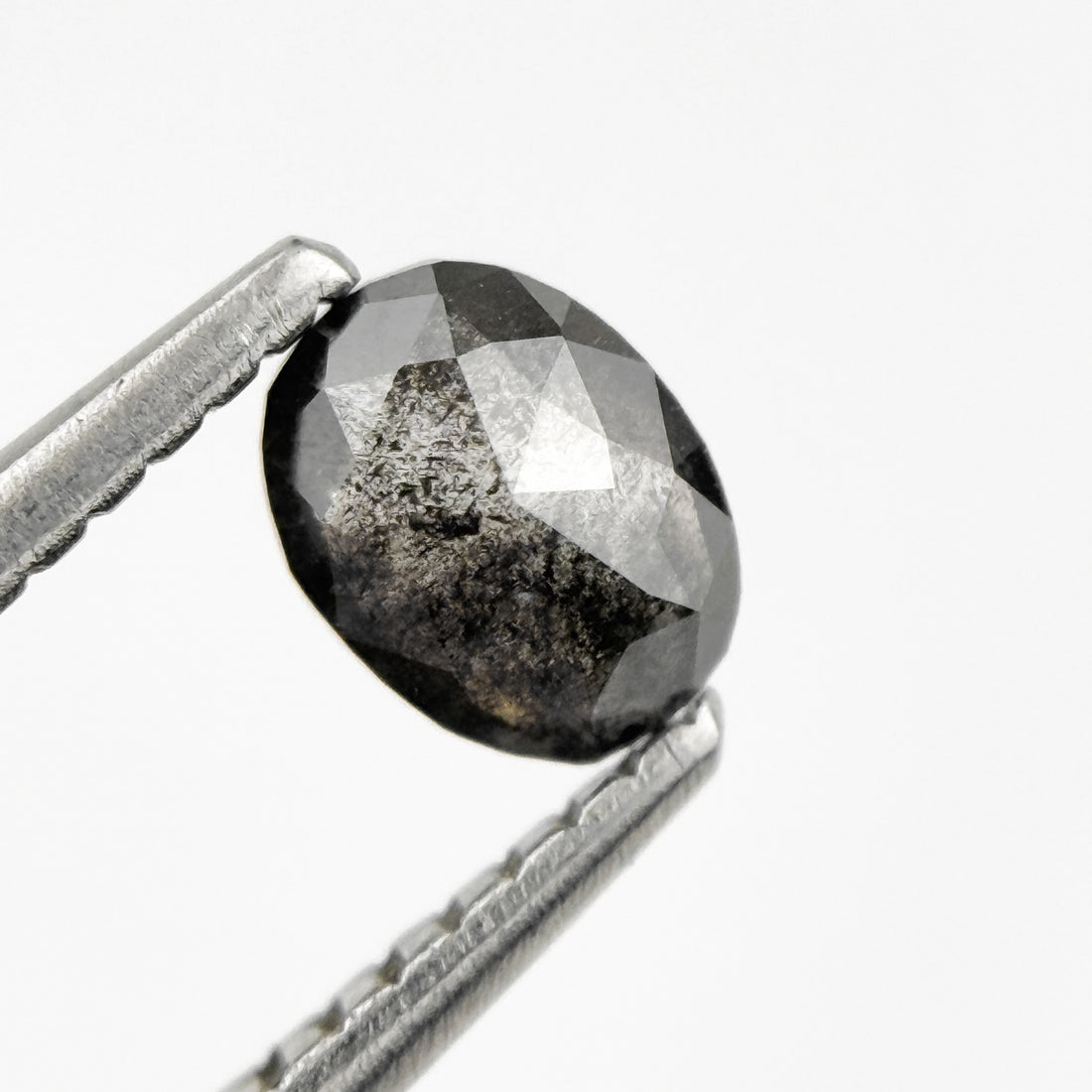 0.46 Ct Oval Rose Cut Grey Natural Salt and Pepper Diamond