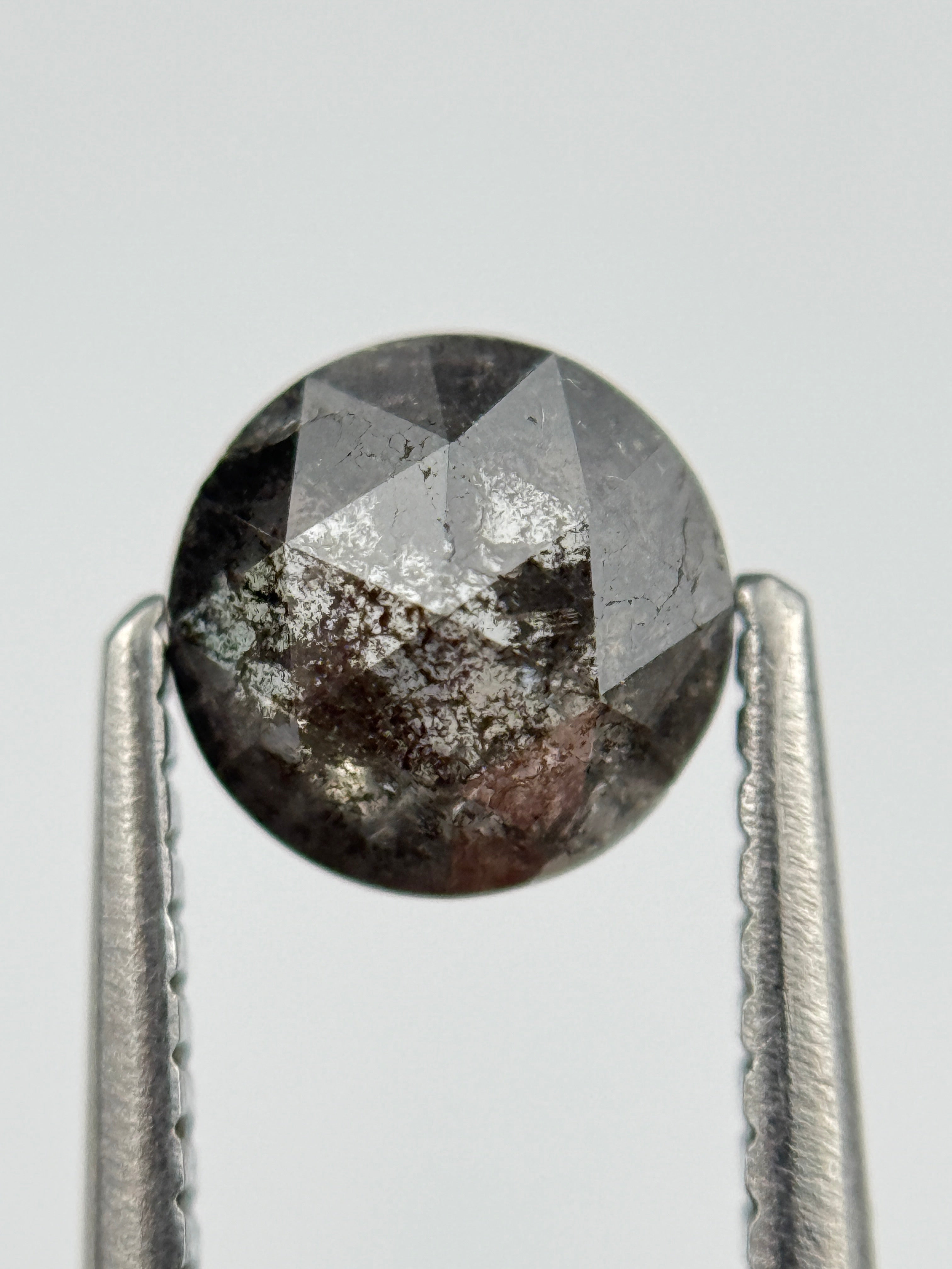 1.06 Ct Round Rose Cut Grey Natural Salt and Pepper Diamond