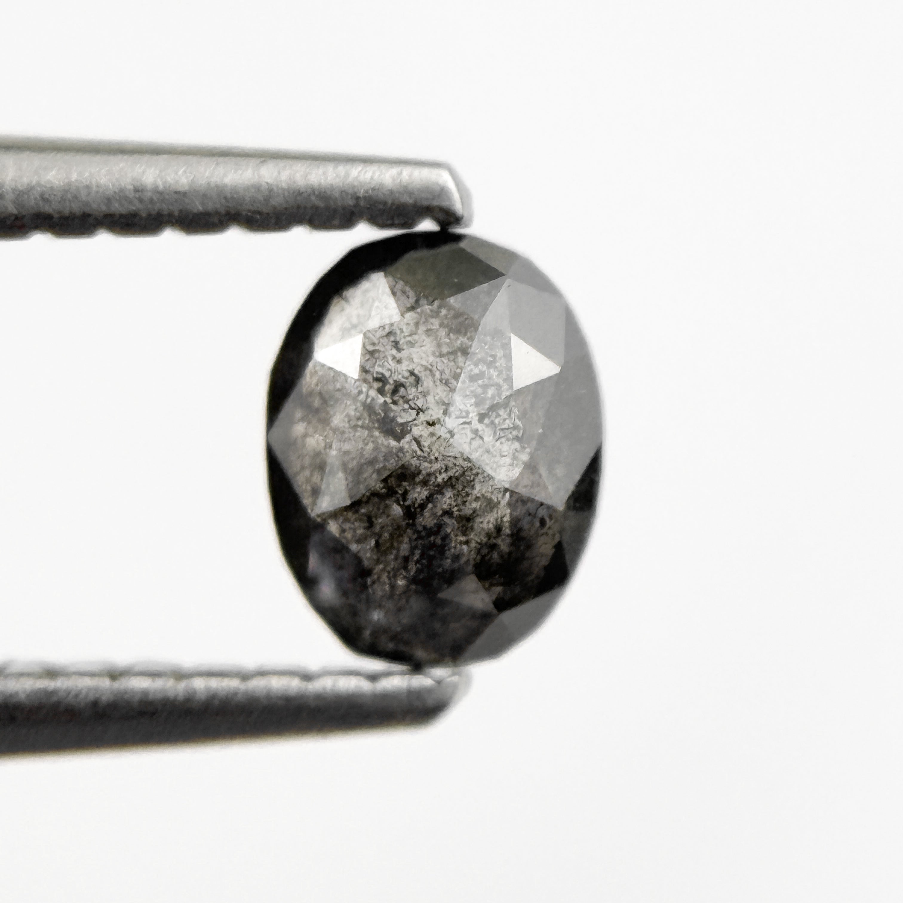 0.46 Ct Oval Rose Cut Grey Natural Salt and Pepper Diamond