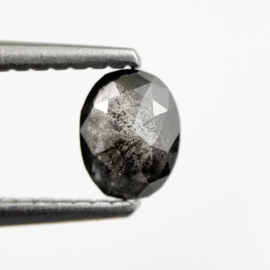 0.46 Ct Oval Rose Cut Grey Natural Salt and Pepper Diamond