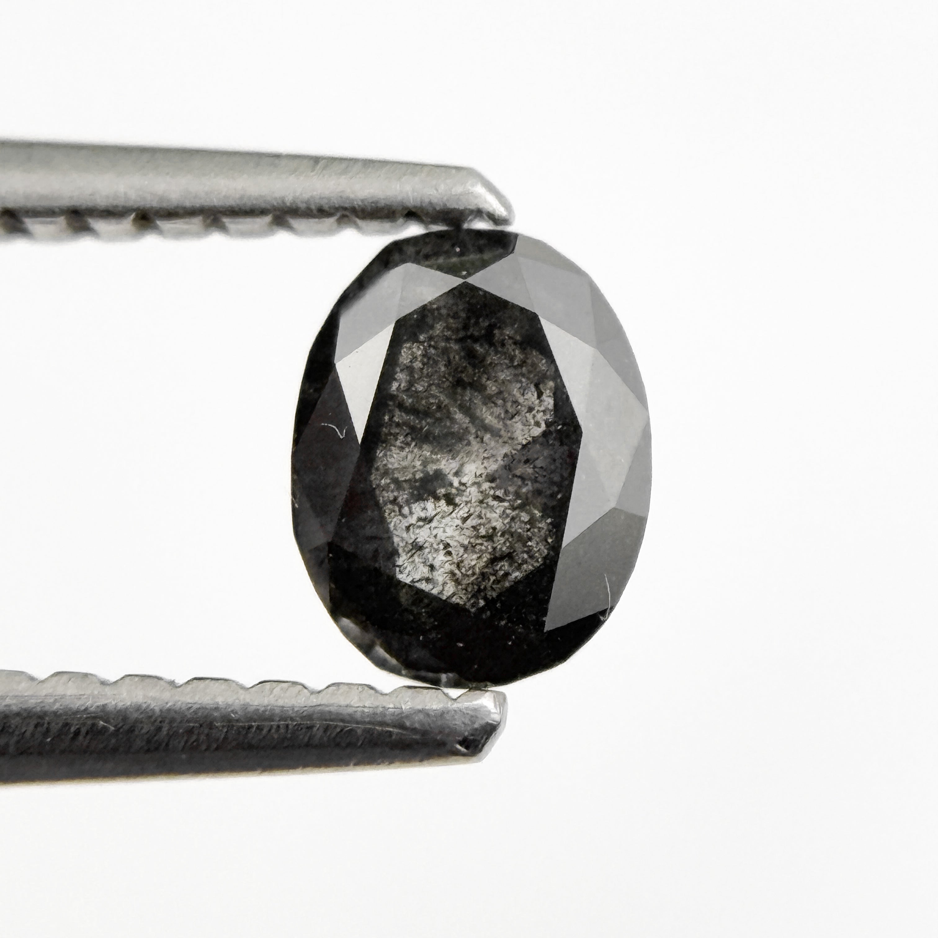 0.46 Ct Oval Rose Cut Grey Natural Salt and Pepper Diamond