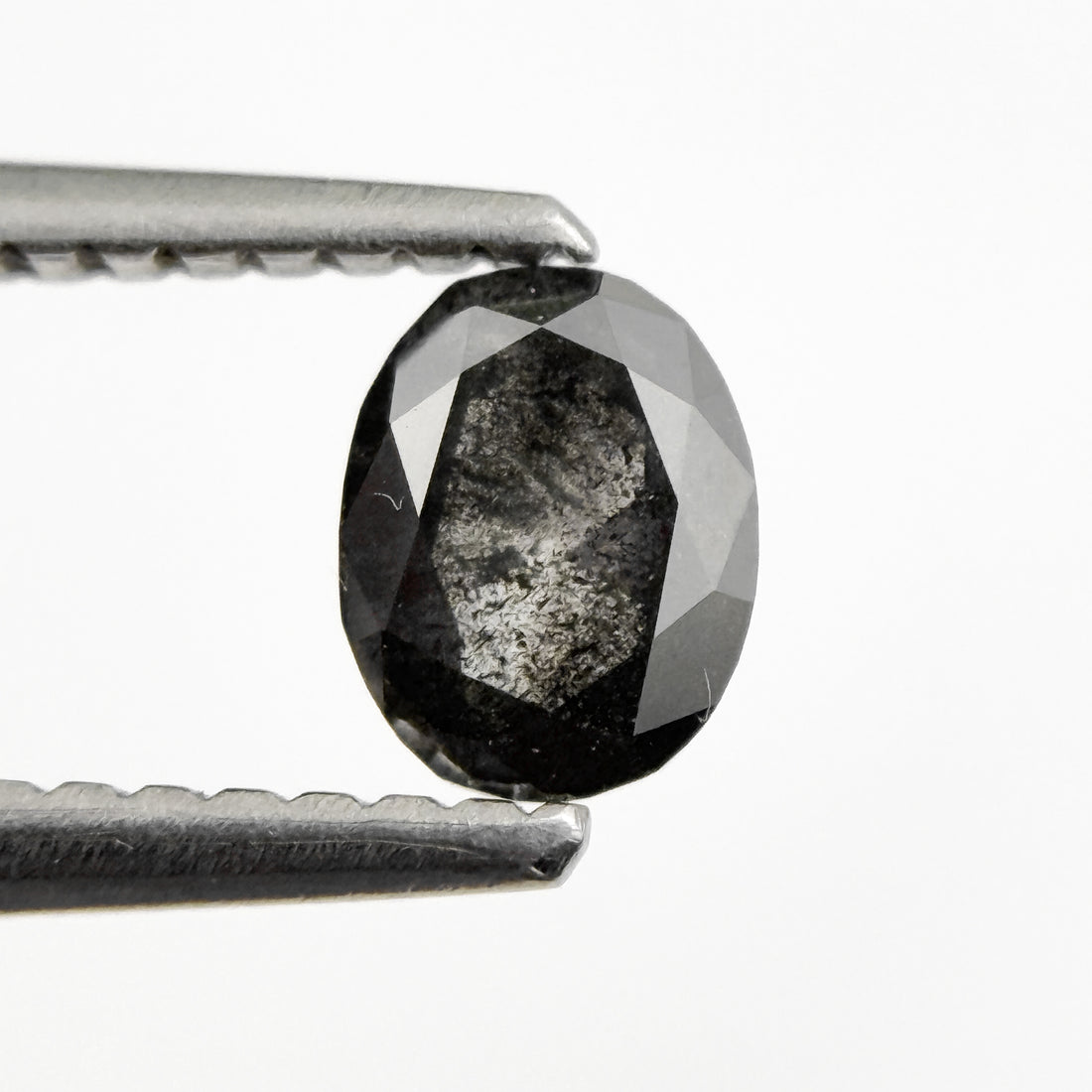 0.46 Ct Oval Rose Cut Grey Natural Salt and Pepper Diamond