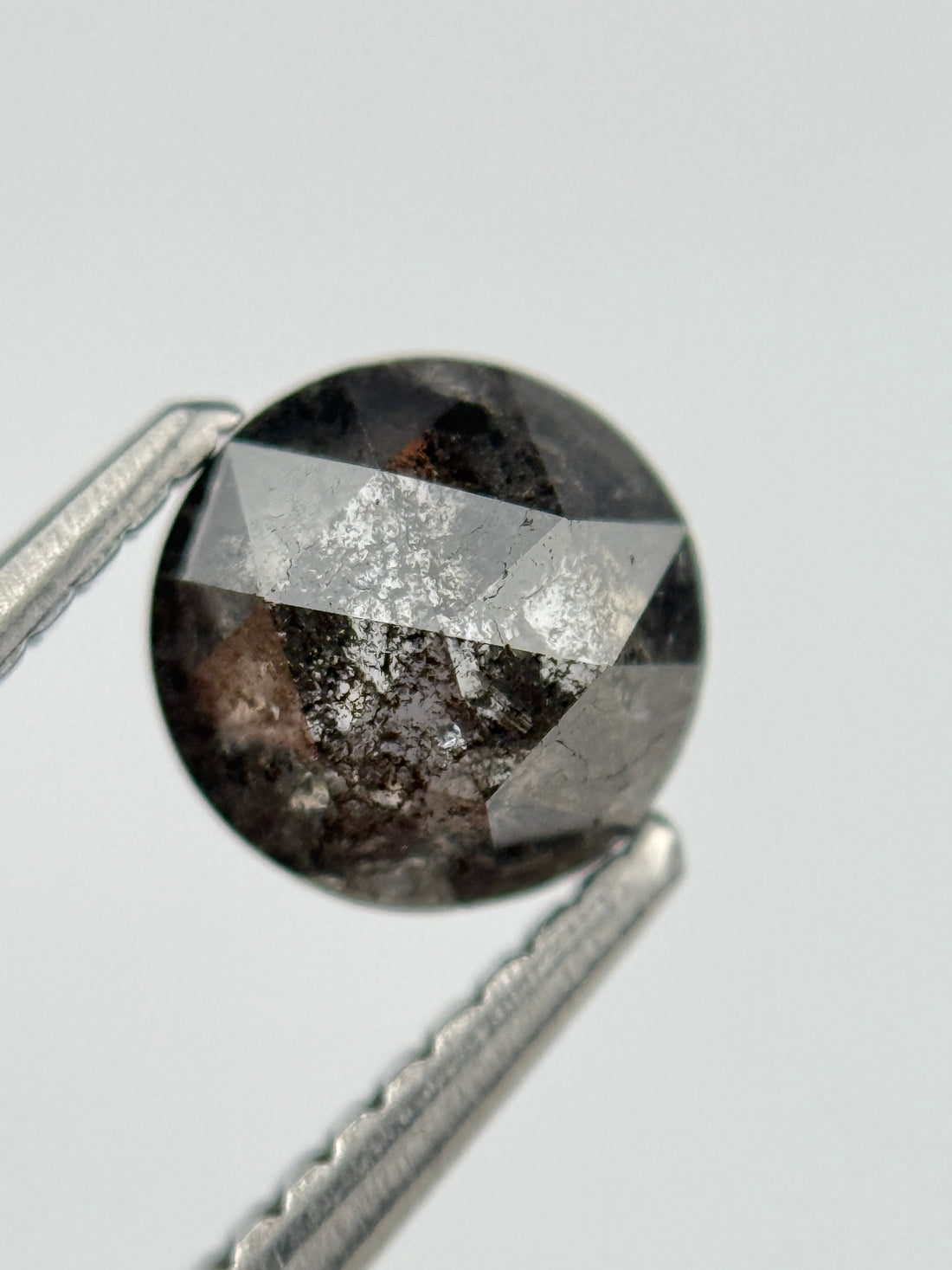 1.06 Ct Round Rose Cut Grey Natural Salt and Pepper Diamond