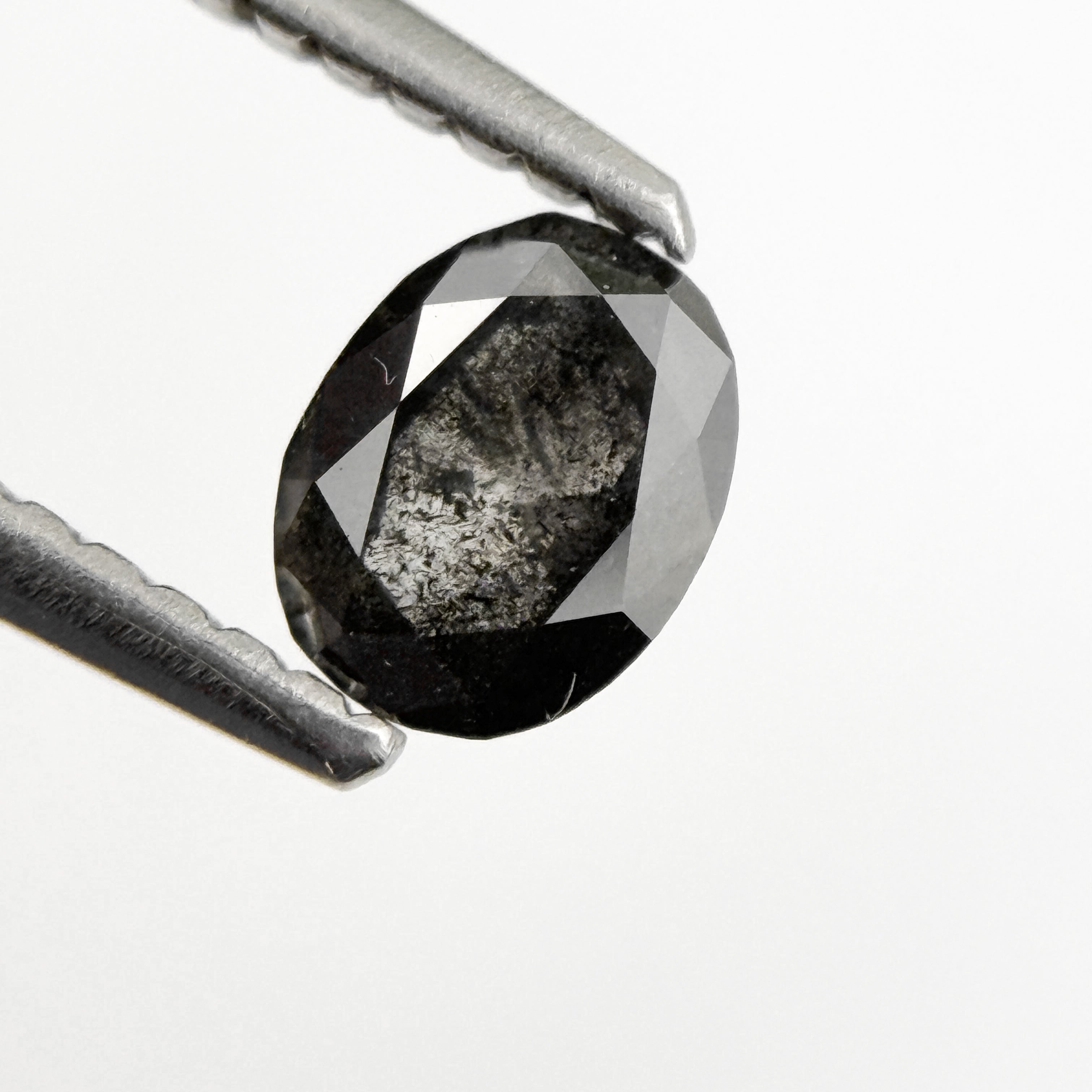 0.46 Ct Oval Rose Cut Grey Natural Salt and Pepper Diamond