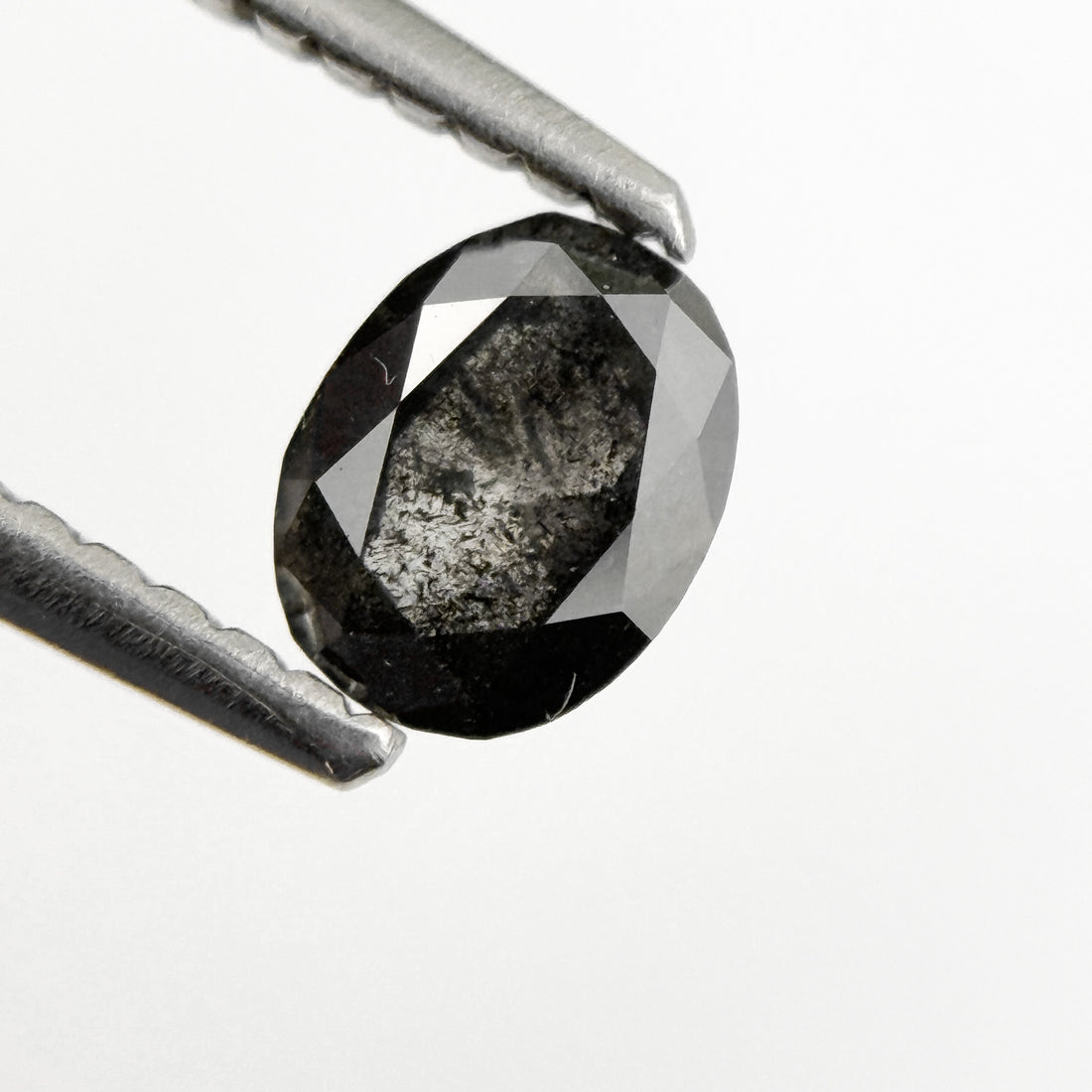 0.46 Ct Oval Rose Cut Grey Natural Salt and Pepper Diamond