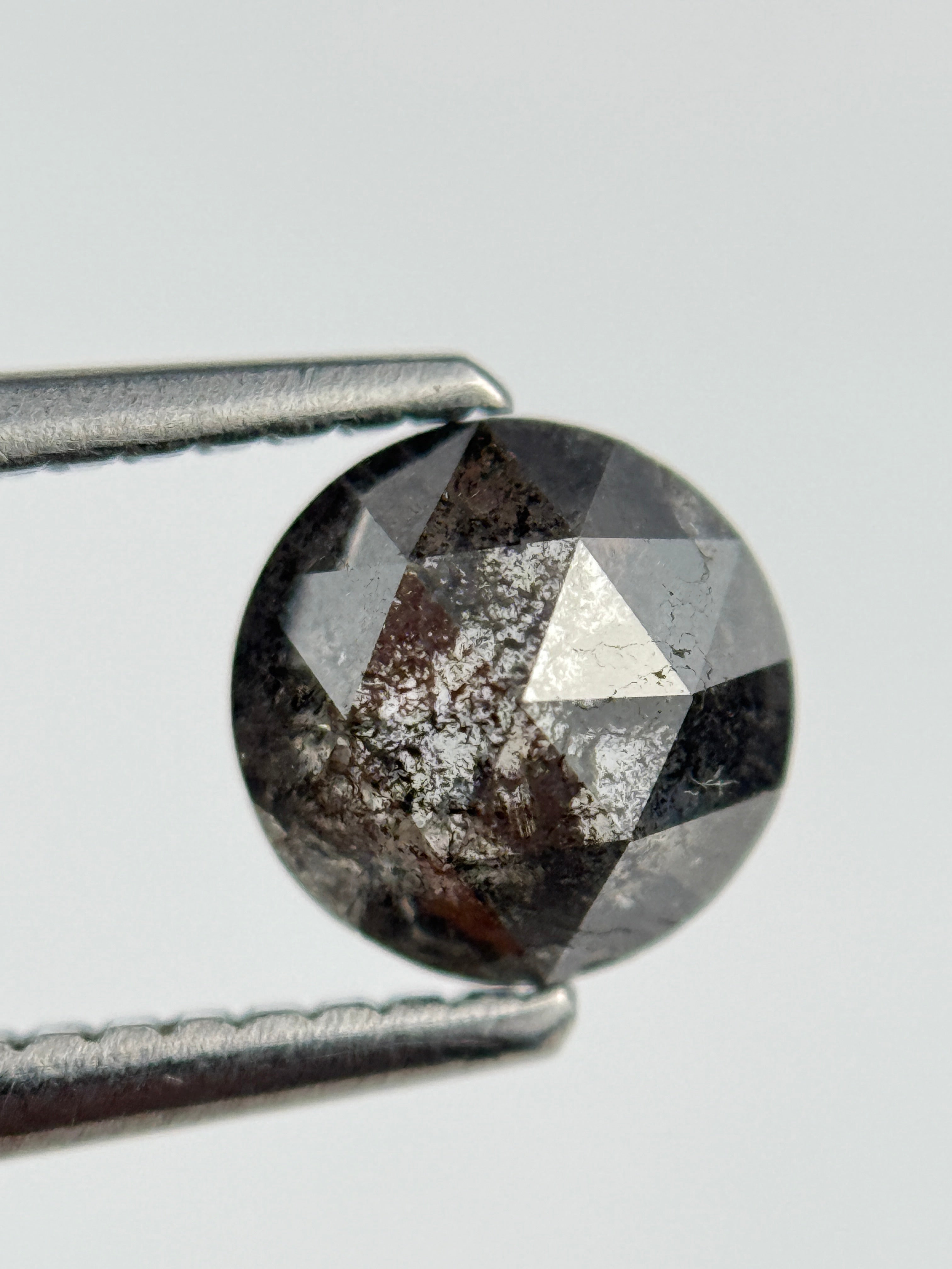 1.06 Ct Round Rose Cut Grey Natural Salt and Pepper Diamond