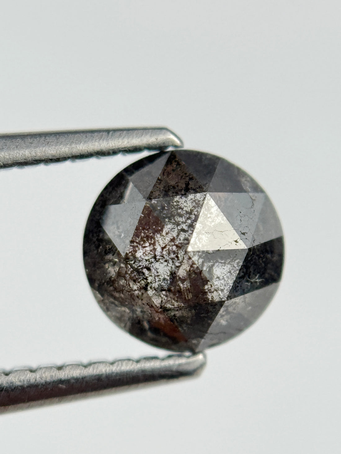 1.06 Ct Round Rose Cut Grey Natural Salt and Pepper Diamond