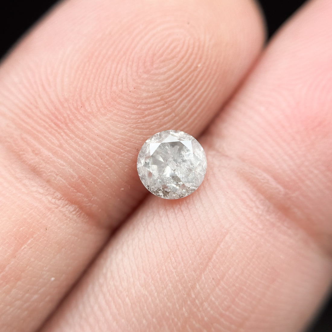 0.81 Ct Round Brilliant Cut Grey Natural Fancy Diamond