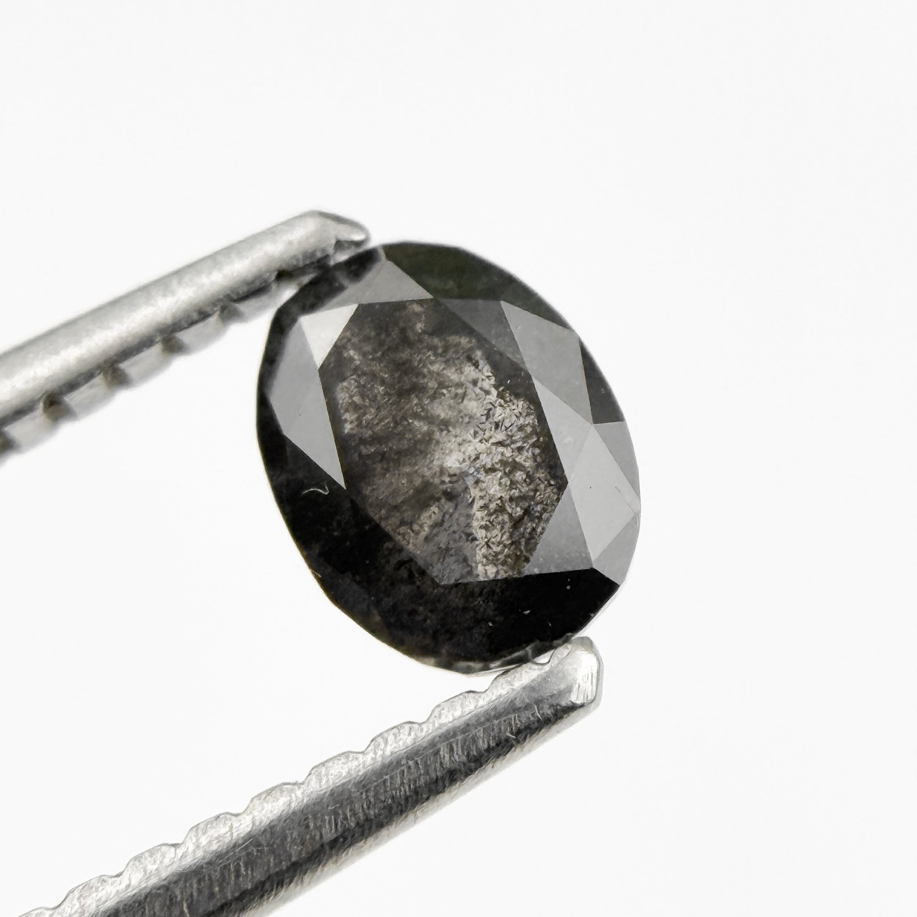 0.46 Ct Oval Rose Cut Grey Natural Salt and Pepper Diamond