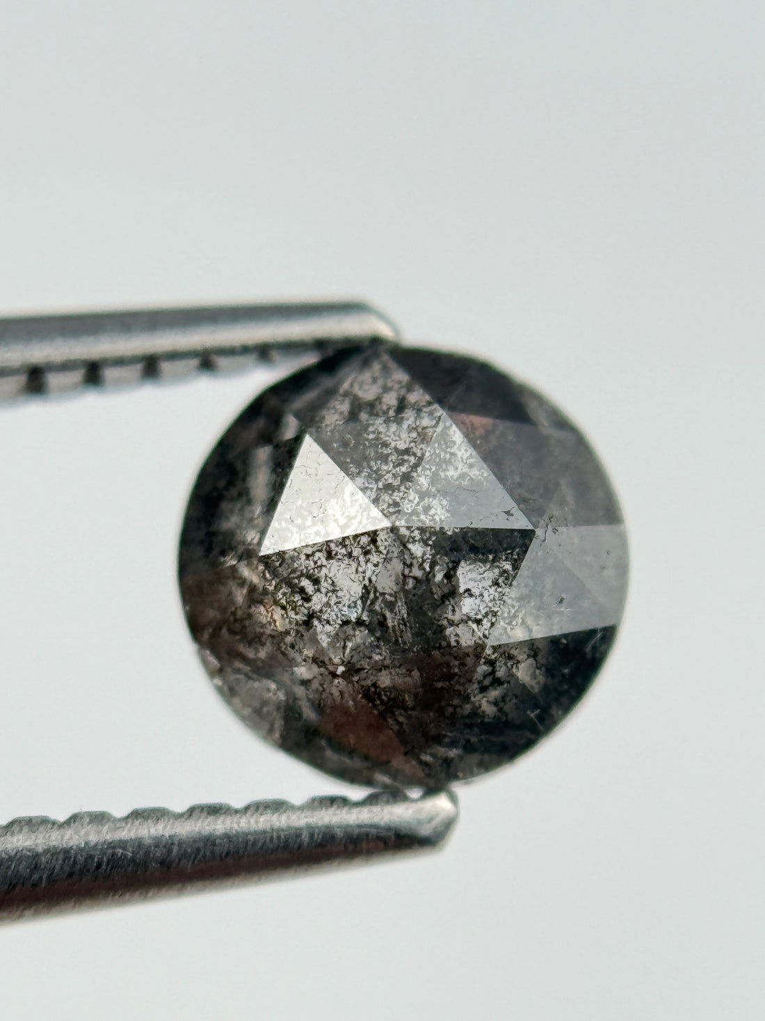 1.06 Ct Round Rose Cut Grey Natural Salt and Pepper Diamond