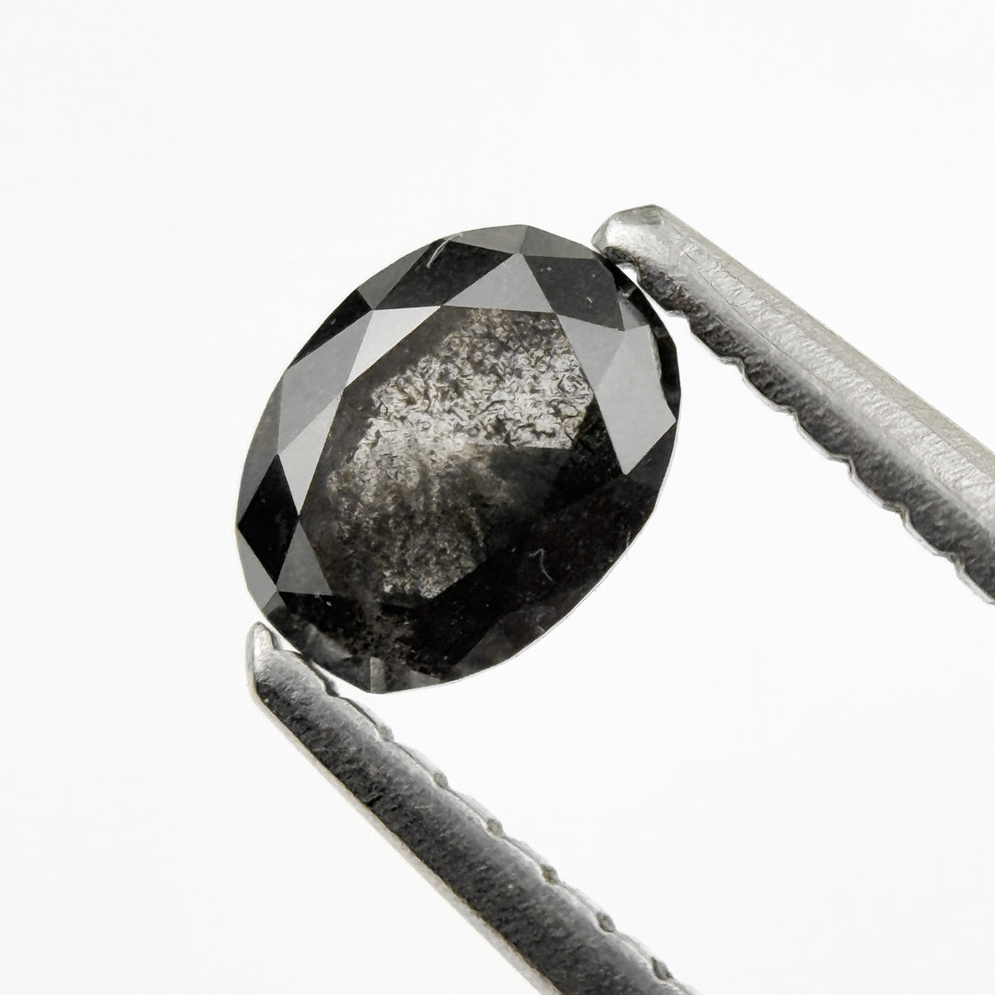 0.46 Ct Oval Rose Cut Grey Natural Salt and Pepper Diamond