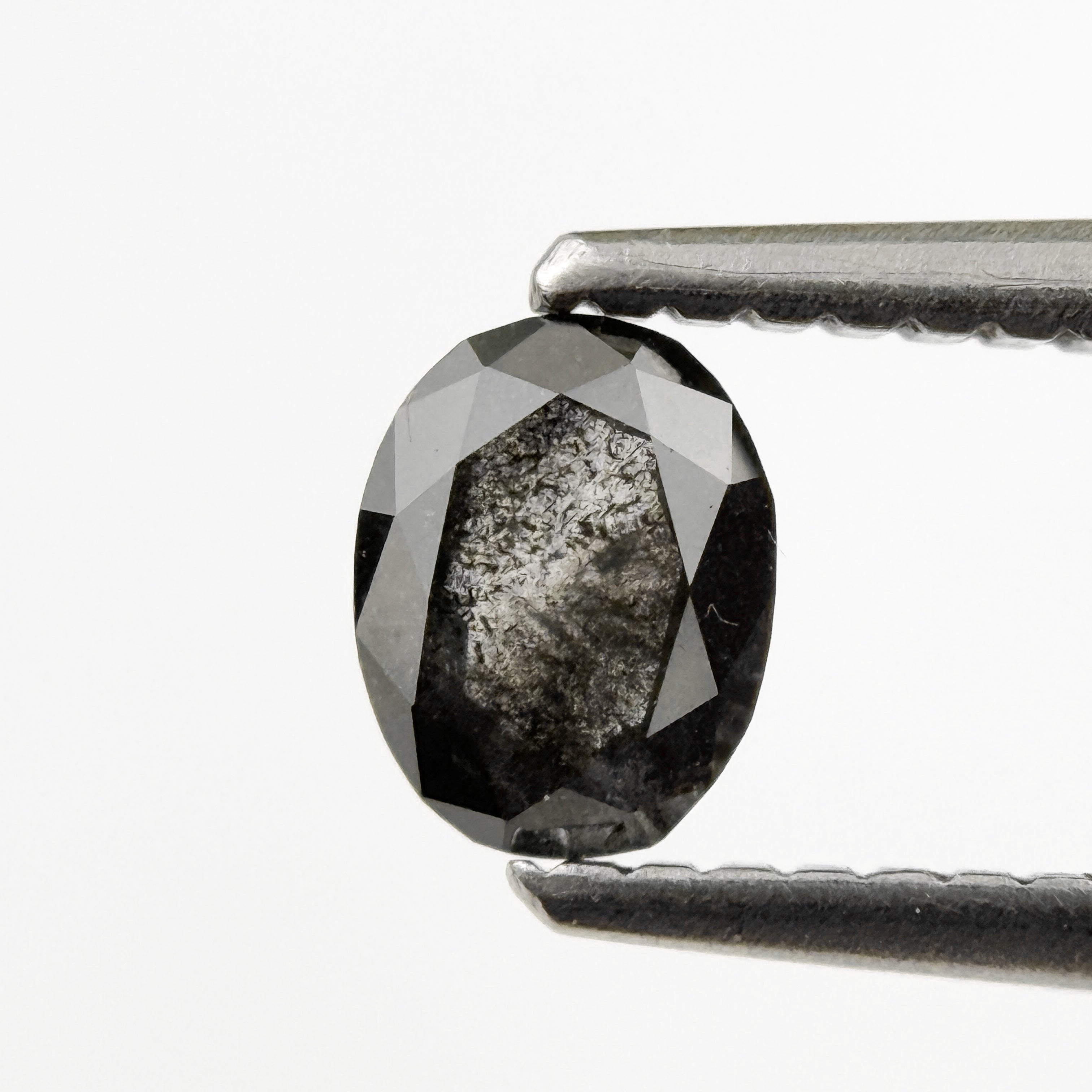 0.46 Ct Oval Rose Cut Grey Natural Salt and Pepper Diamond