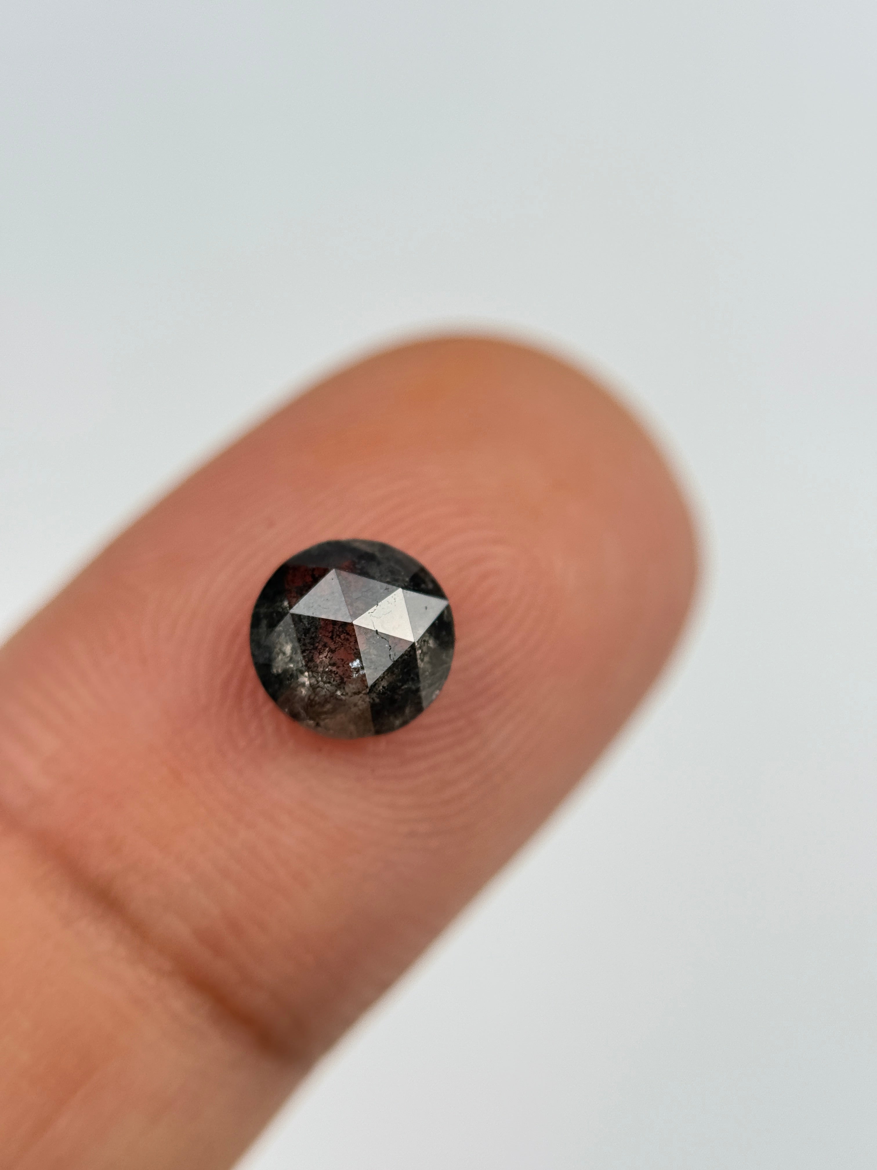 1.06 Ct Round Rose Cut Grey Natural Salt and Pepper Diamond
