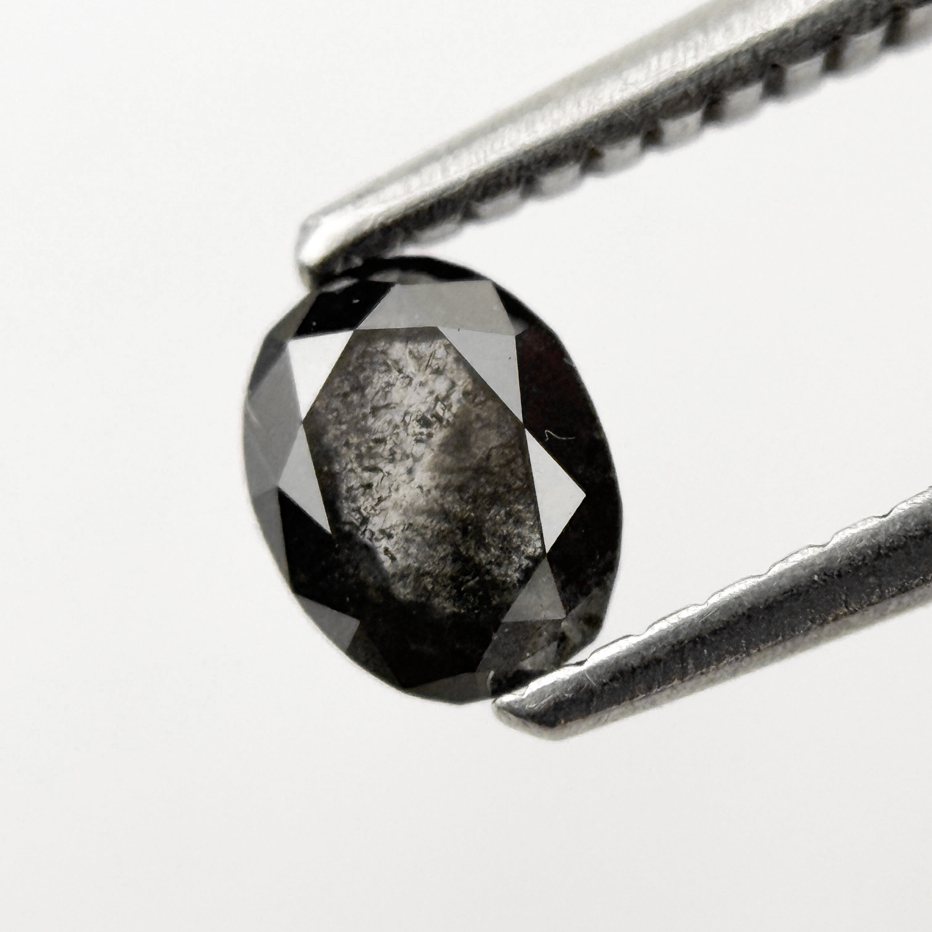 0.46 Ct Oval Rose Cut Grey Natural Salt and Pepper Diamond