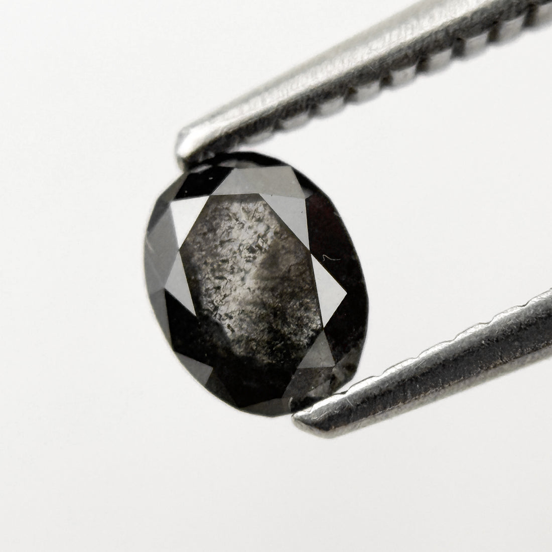 0.46 Ct Oval Rose Cut Grey Natural Salt and Pepper Diamond