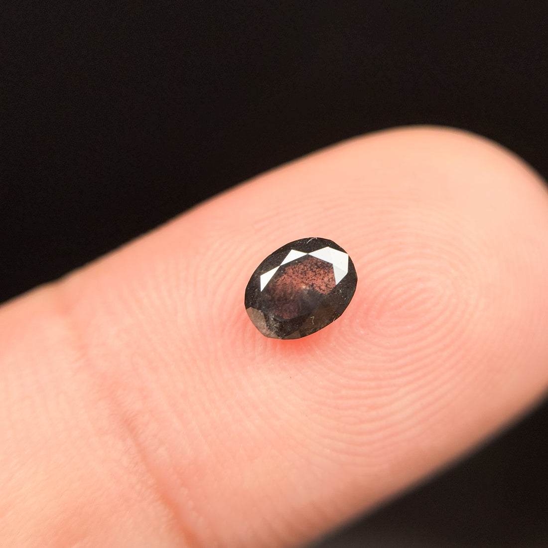 0.46 Ct Oval Rose Cut Grey Natural Salt and Pepper Diamond