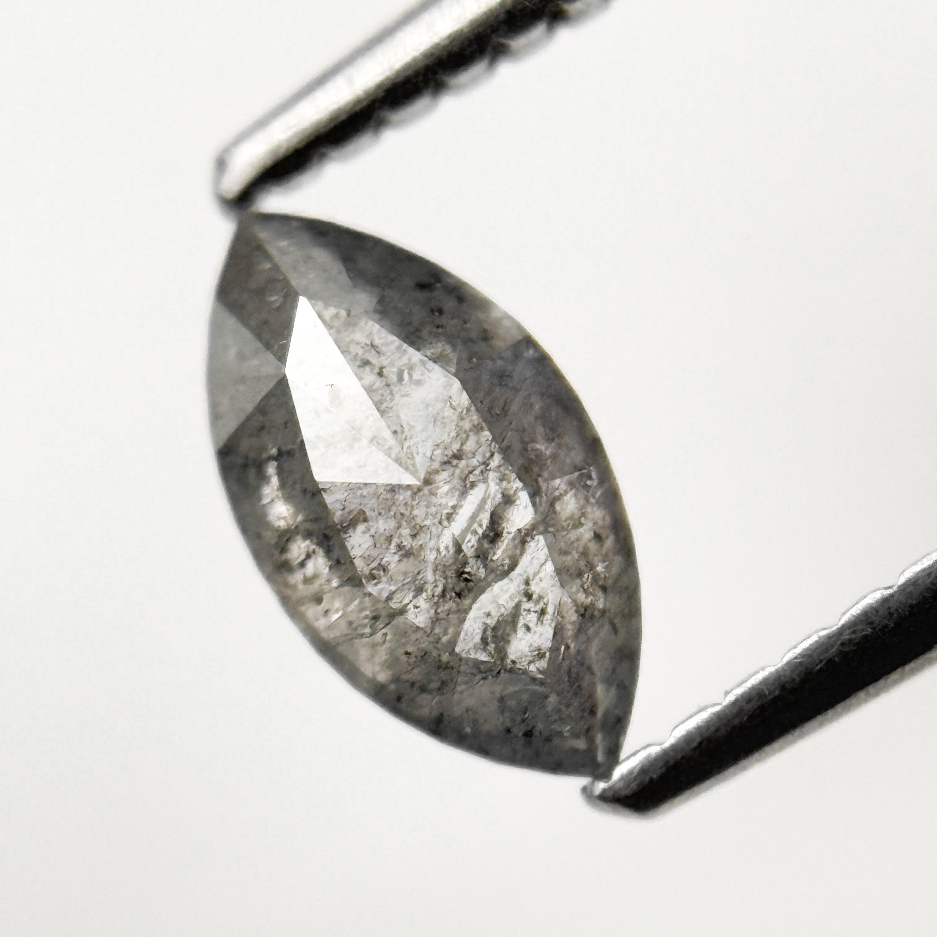 0.72 Ct Marquise Rose Cut Grey Natural Fancy Salt and Pepper Diamond