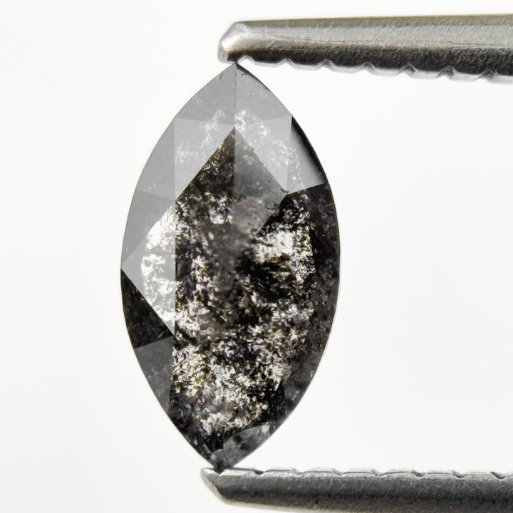 0.57 Ct Marquise Rose Cut Grey Natural Salt and Pepper Diamond