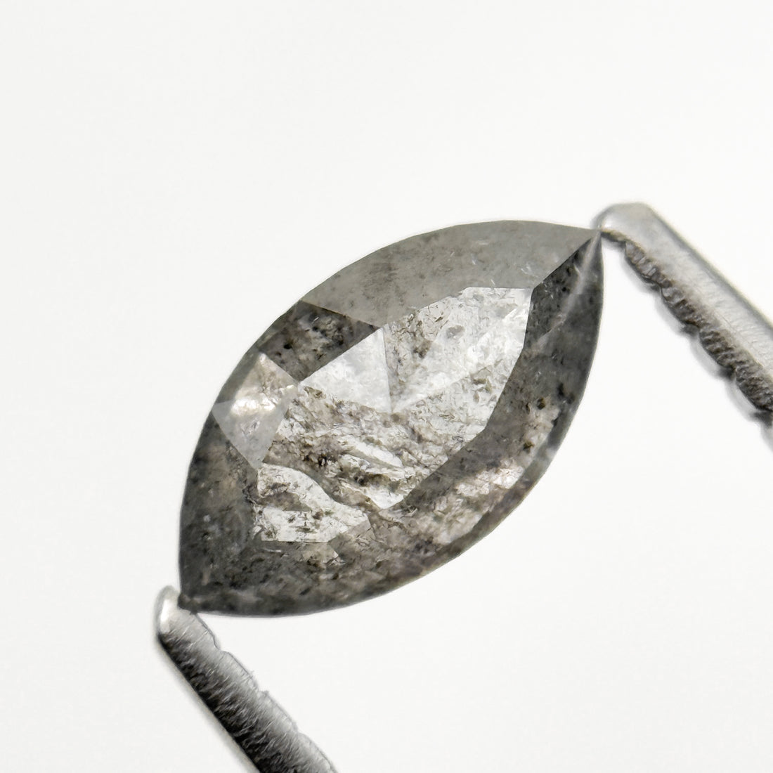 0.72 Ct Marquise Rose Cut Grey Natural Fancy Salt and Pepper Diamond
