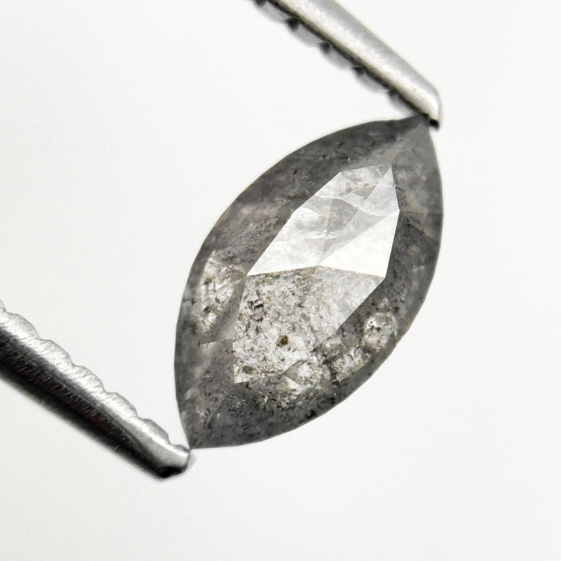 0.72 Ct Marquise Rose Cut Grey Natural Fancy Salt and Pepper Diamond