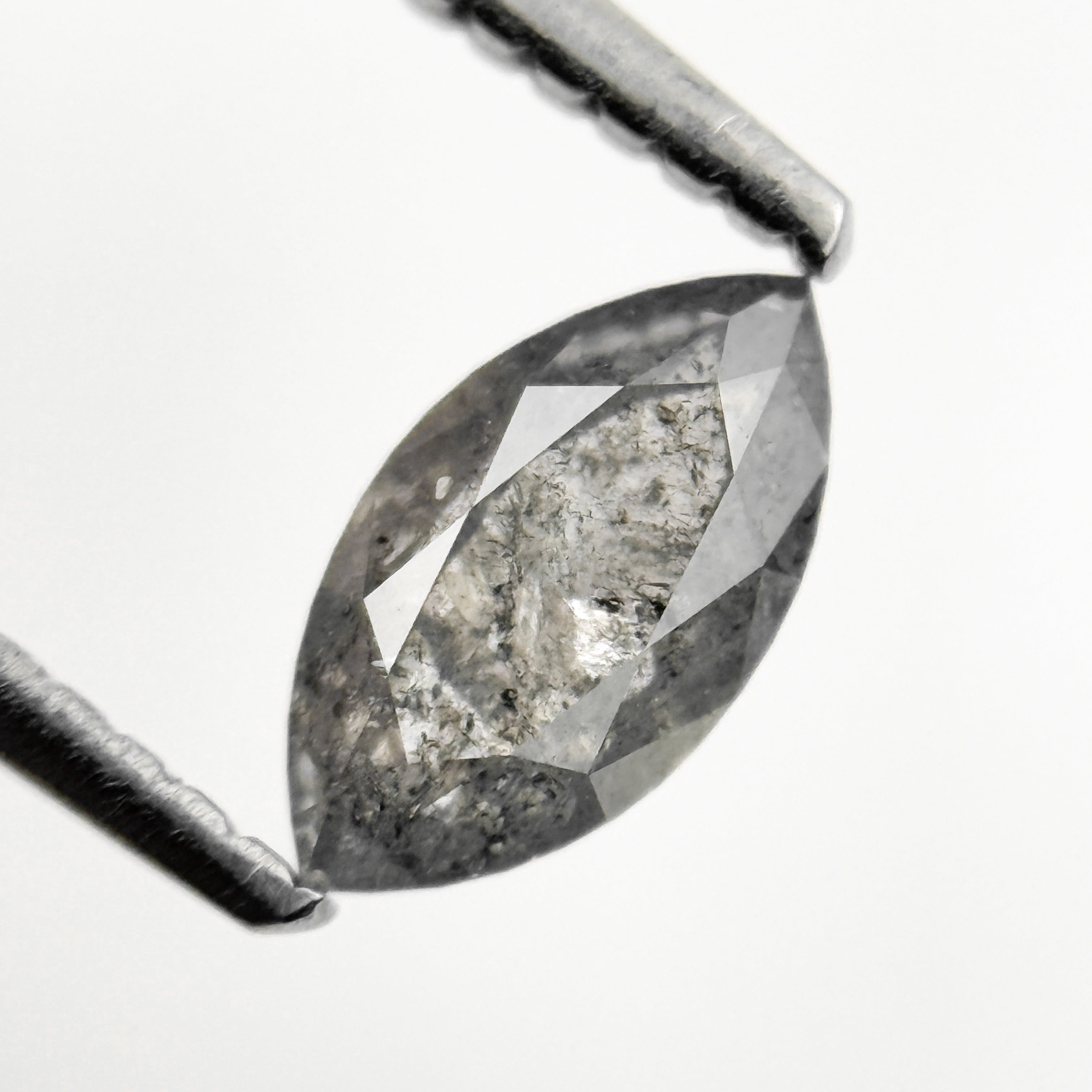 0.72 Ct Marquise Rose Cut Grey Natural Fancy Salt and Pepper Diamond