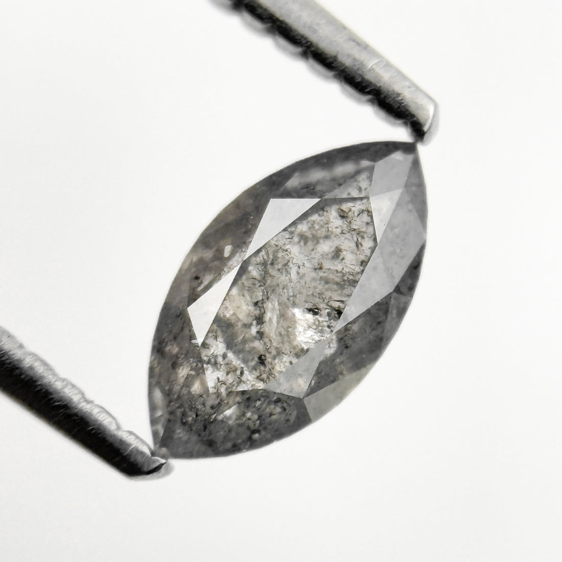 0.72 Ct Marquise Rose Cut Grey Natural Fancy Salt and Pepper Diamond